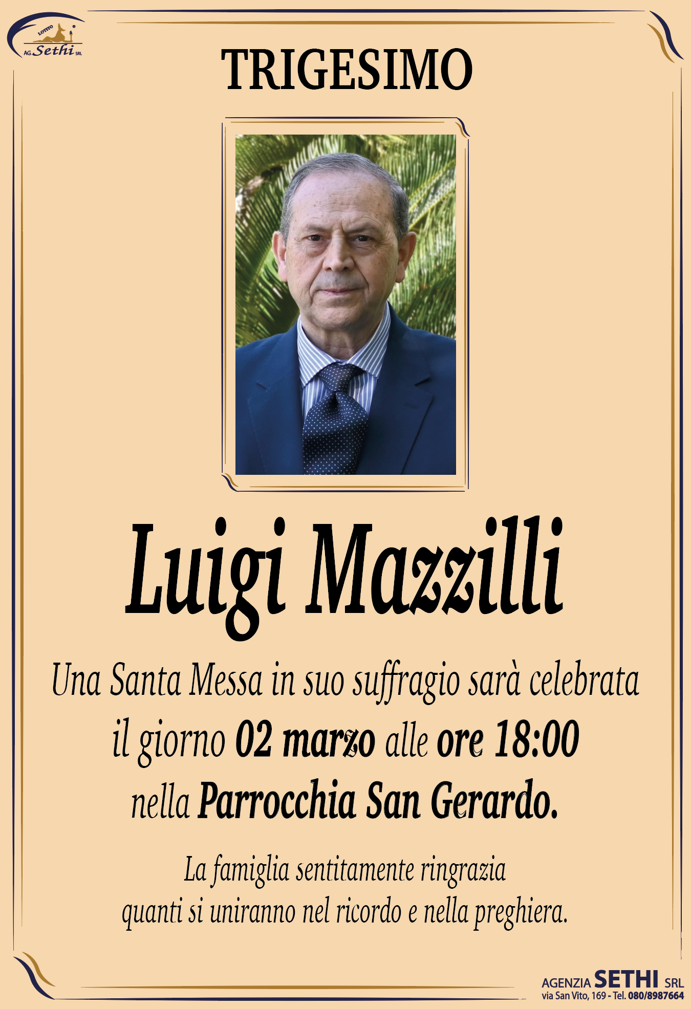 Trigesimo Luigi Mazzilli (Ex Direttore Provinciale di Patronato)