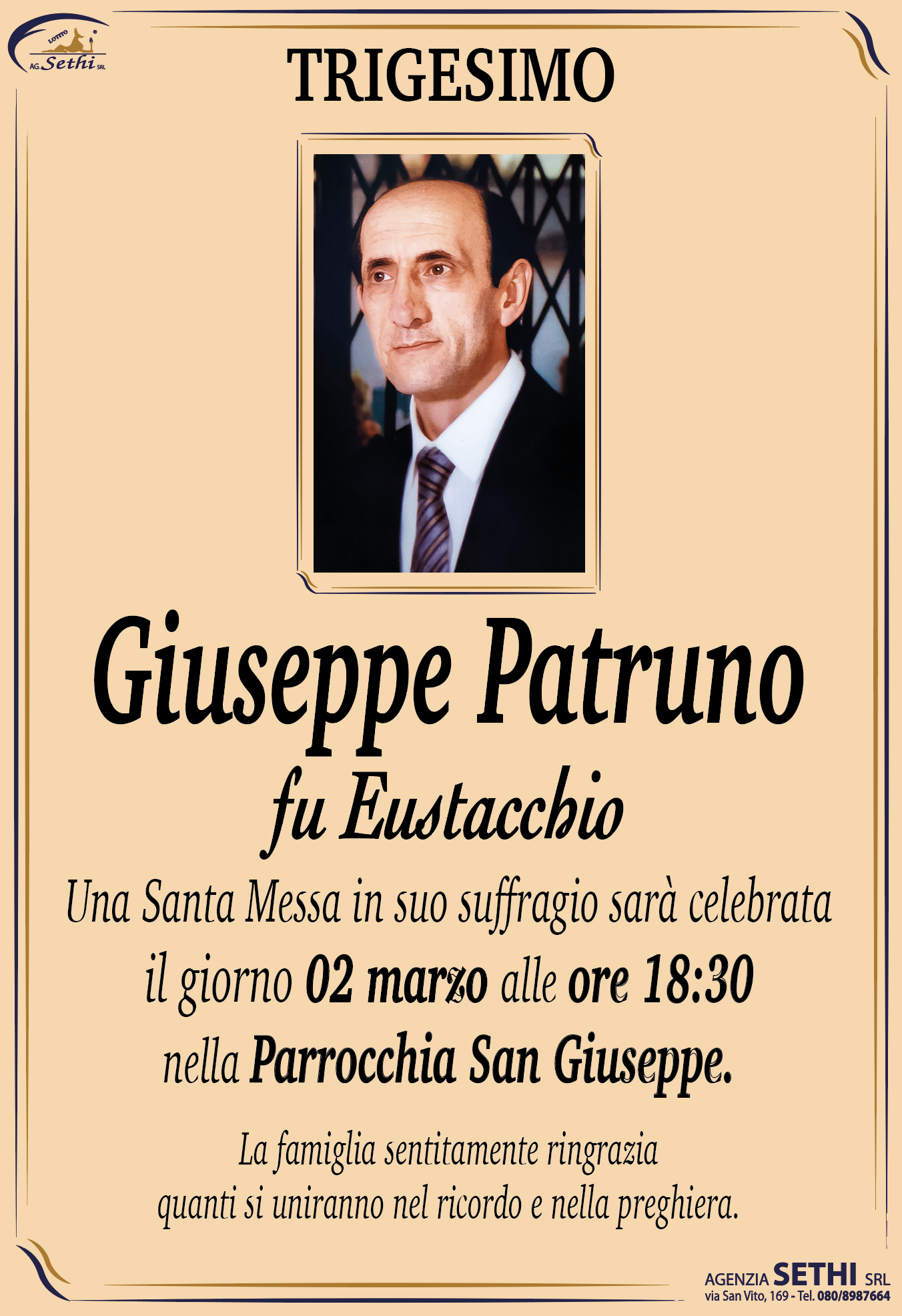 Trigesimo Giuseppe Patruno fu Eustacchio