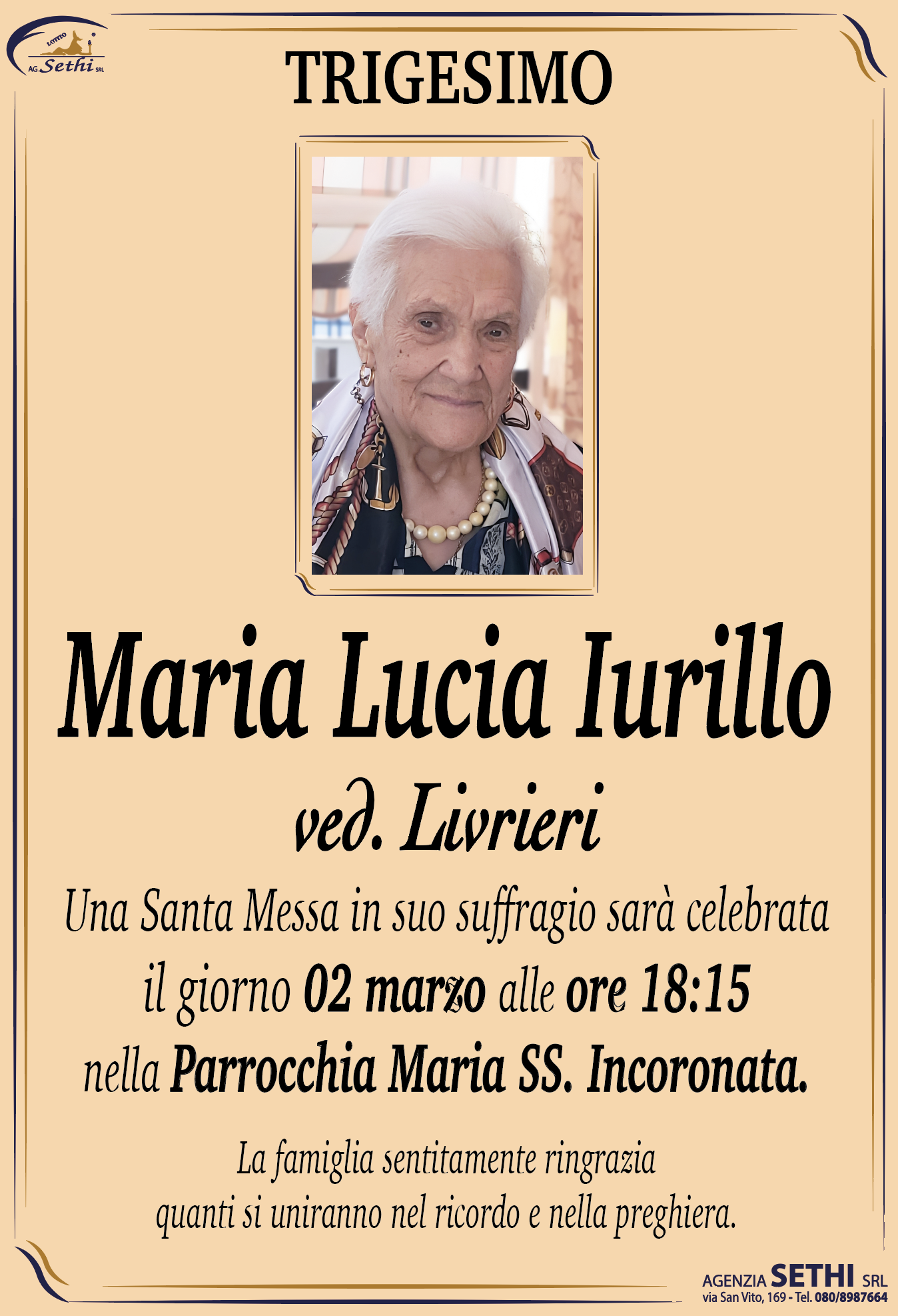 Trigesimo Maria Lucia Iurillo ved. Livrieri