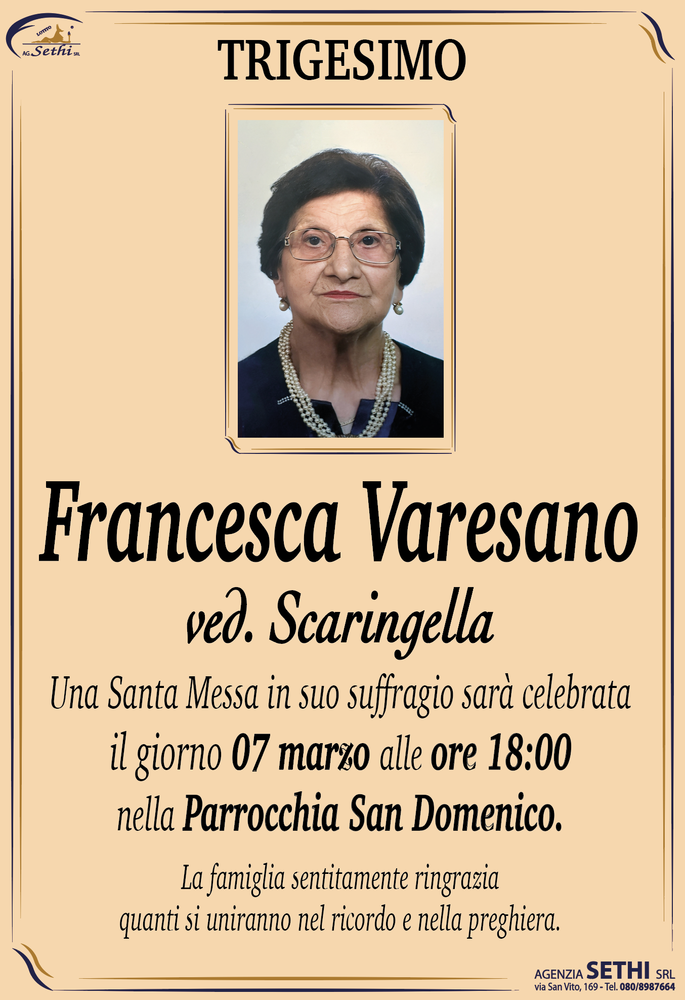 Trigesimo Francesca Varesano ved. Scaringella