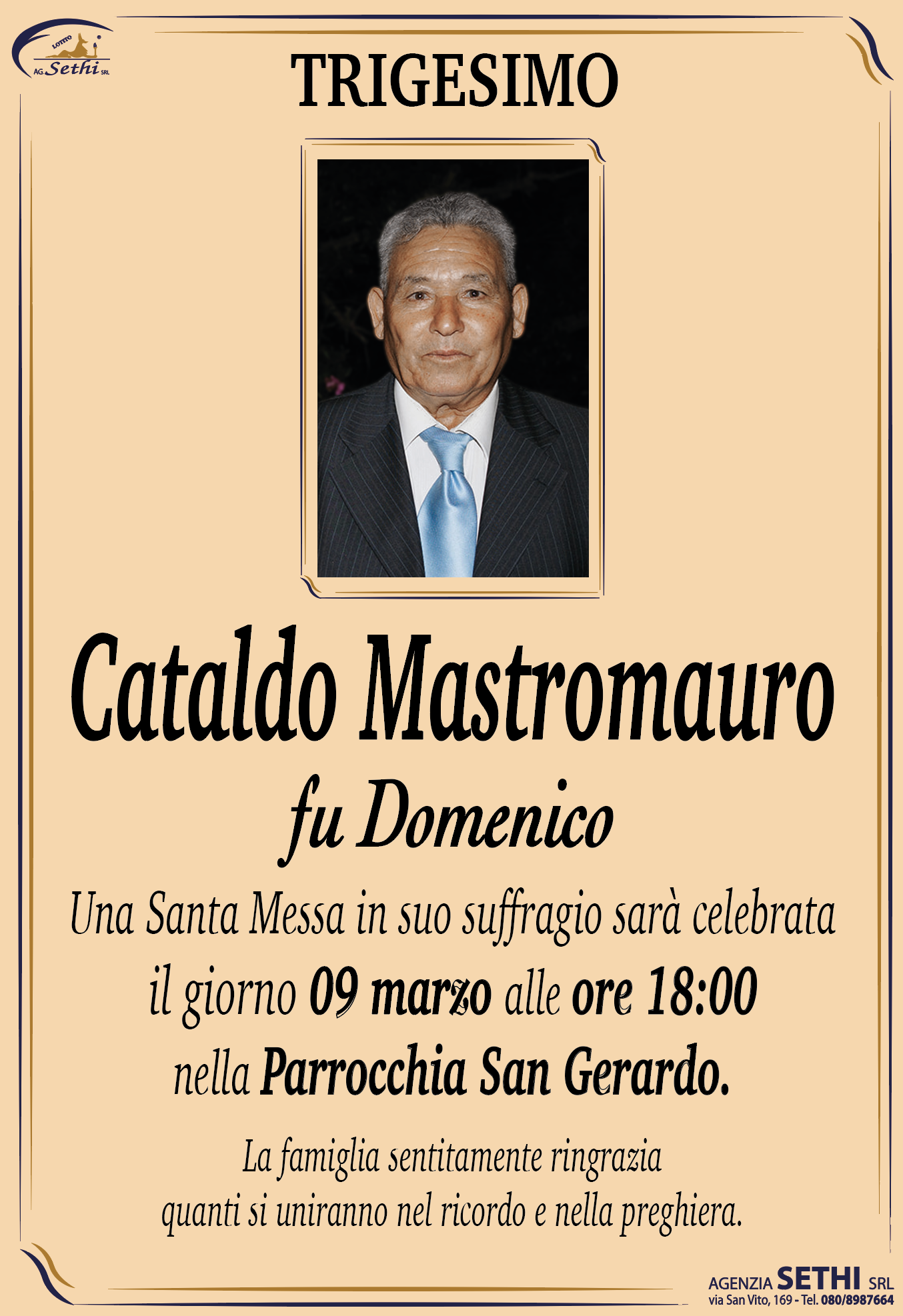 Trigesimo Cataldo Mastromauro fu Domenico