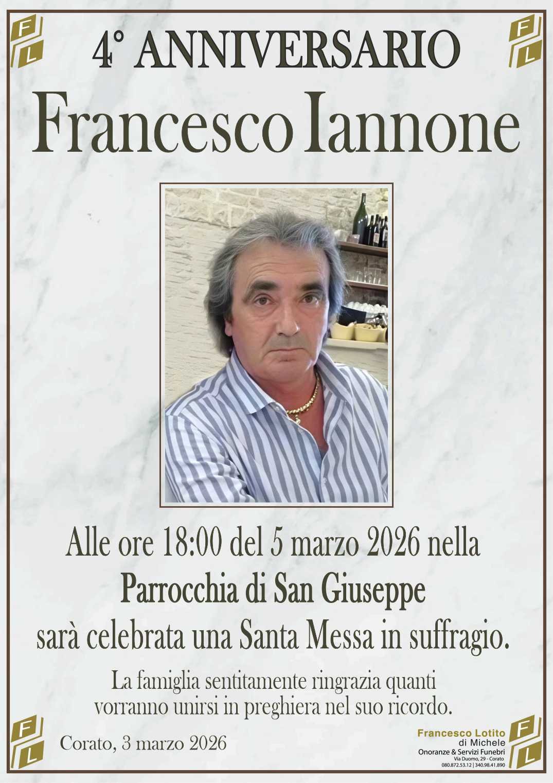 4° anniversario Francesco IANNONE