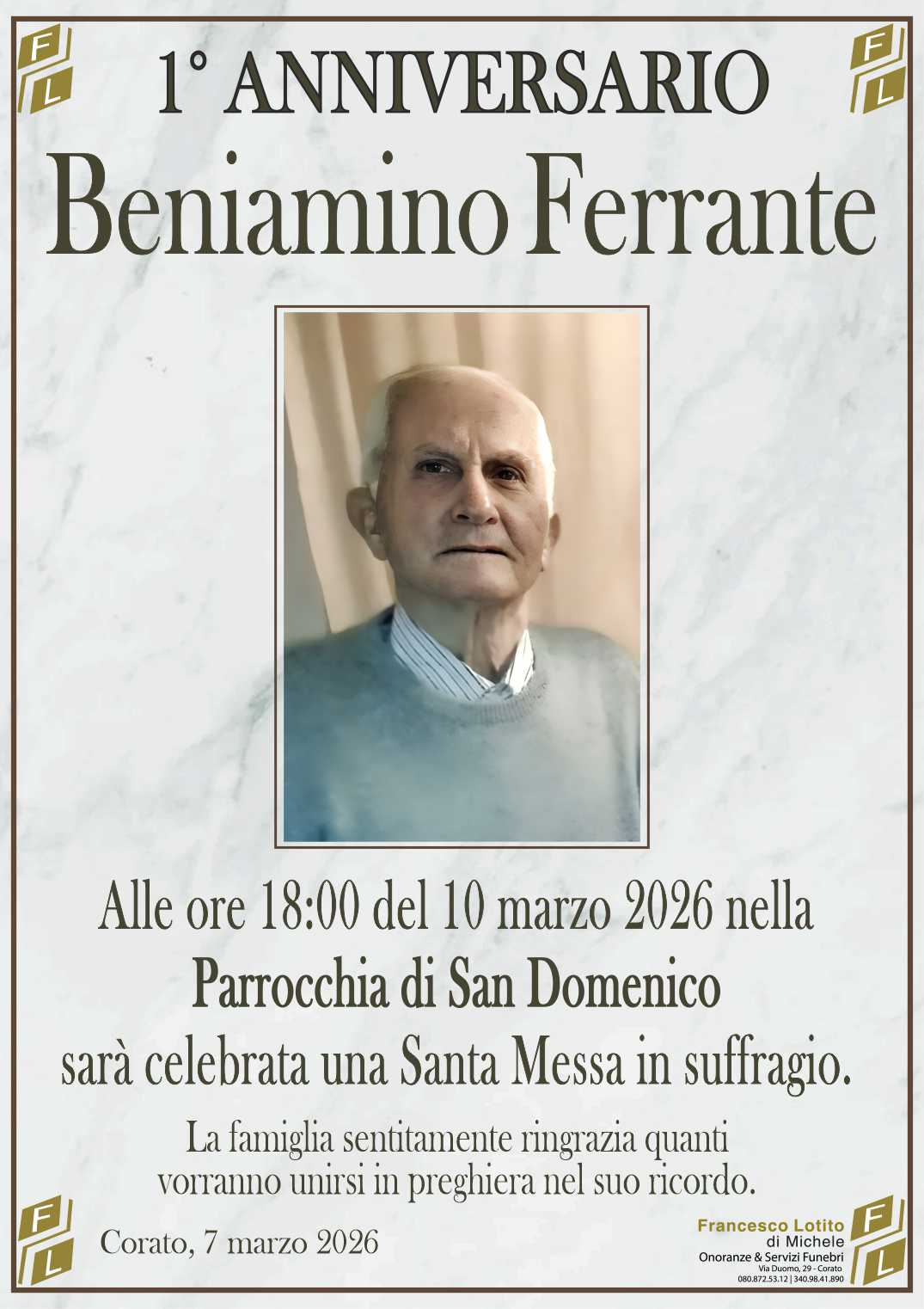 1° anniversario Beniamino FERRANTE
