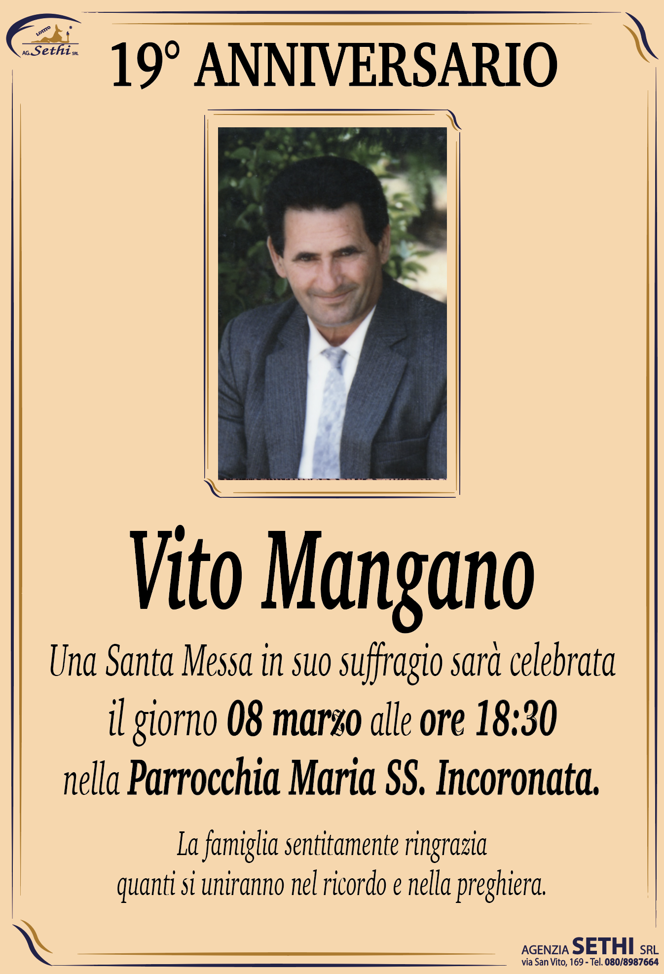 19° anniversario Vito Mangano