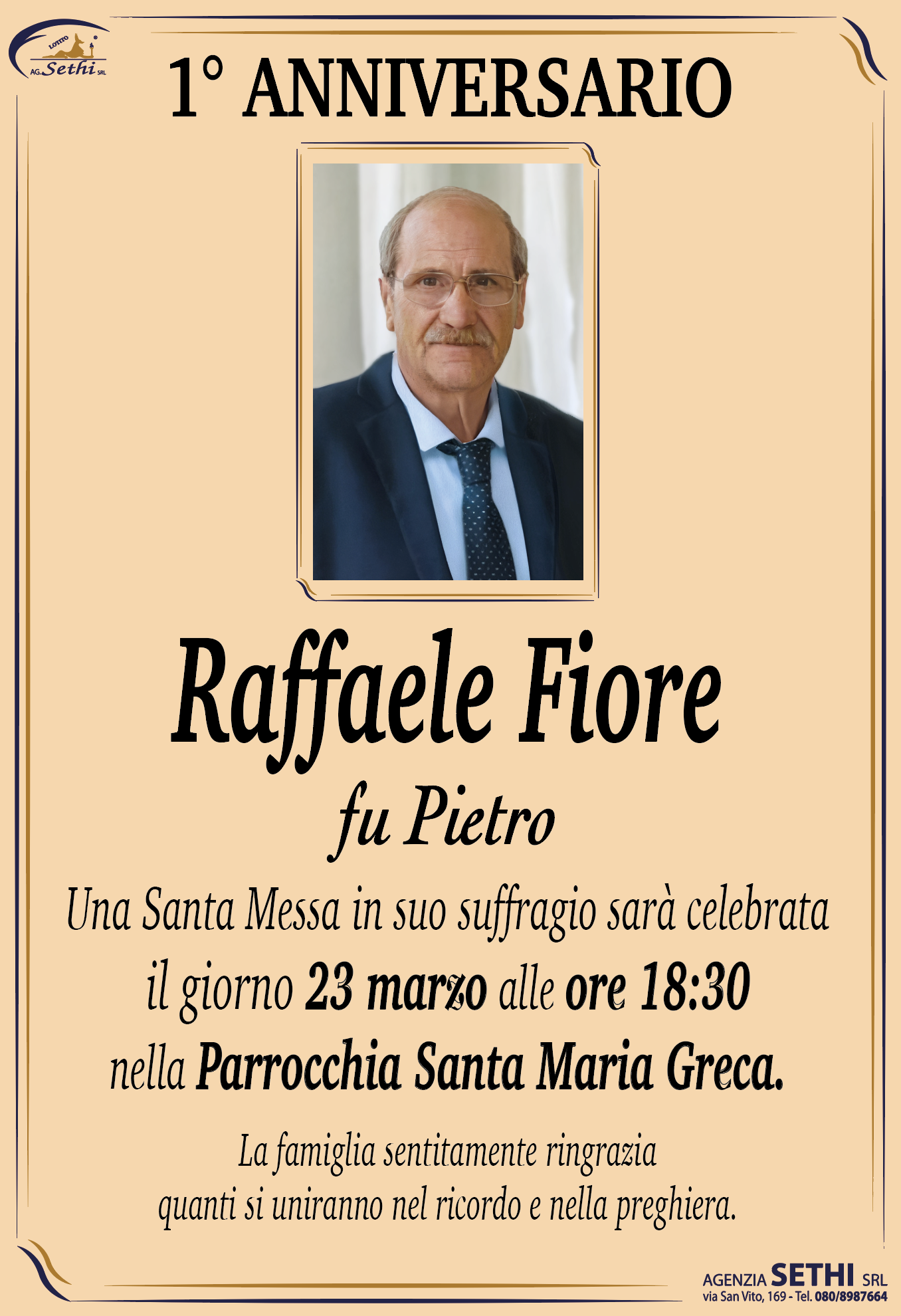 1° anniversario Raffaele Fiore fu Cataldo (Muratore)