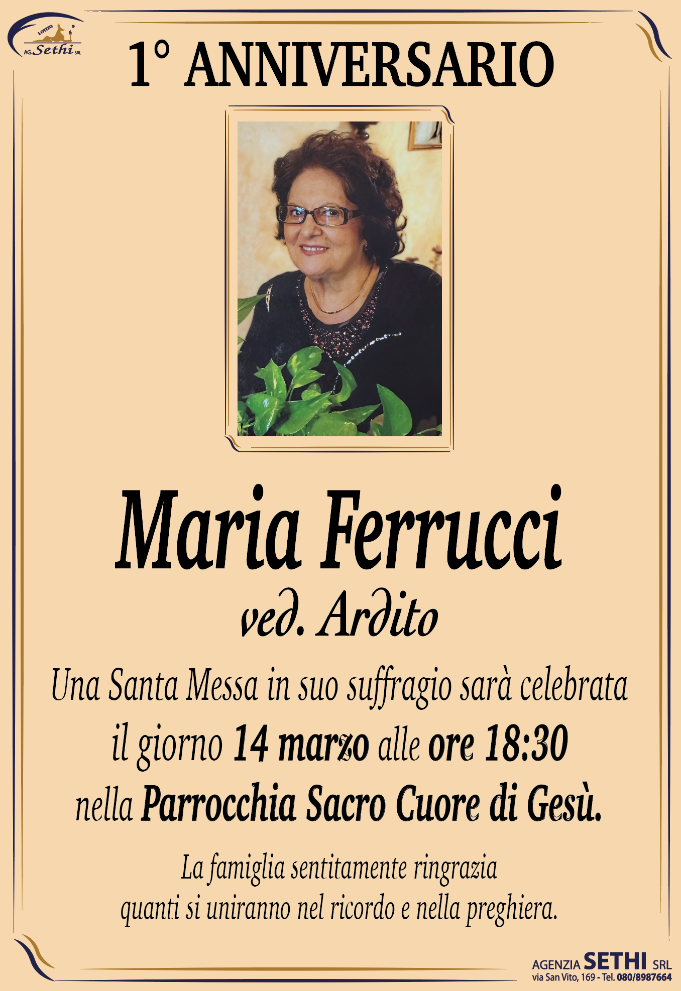 1° anniversario Maria Ferrucci ved. Ardito