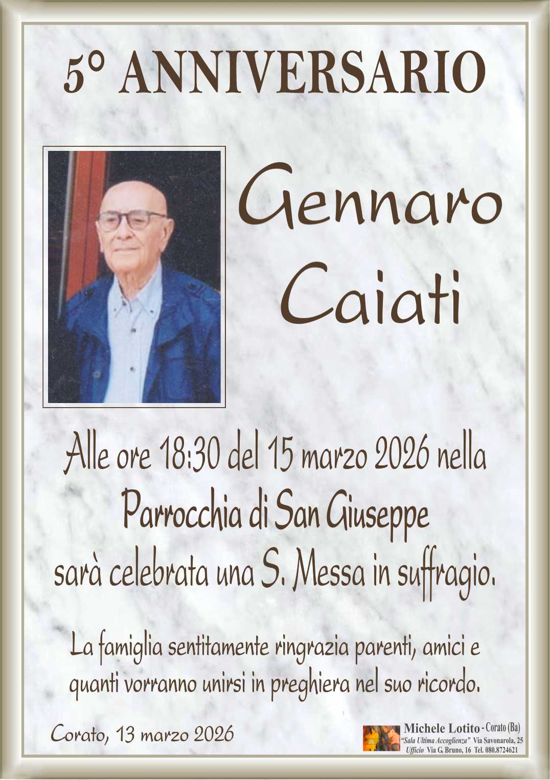 5° ANNIVERSARIO GENNARO CAIATI