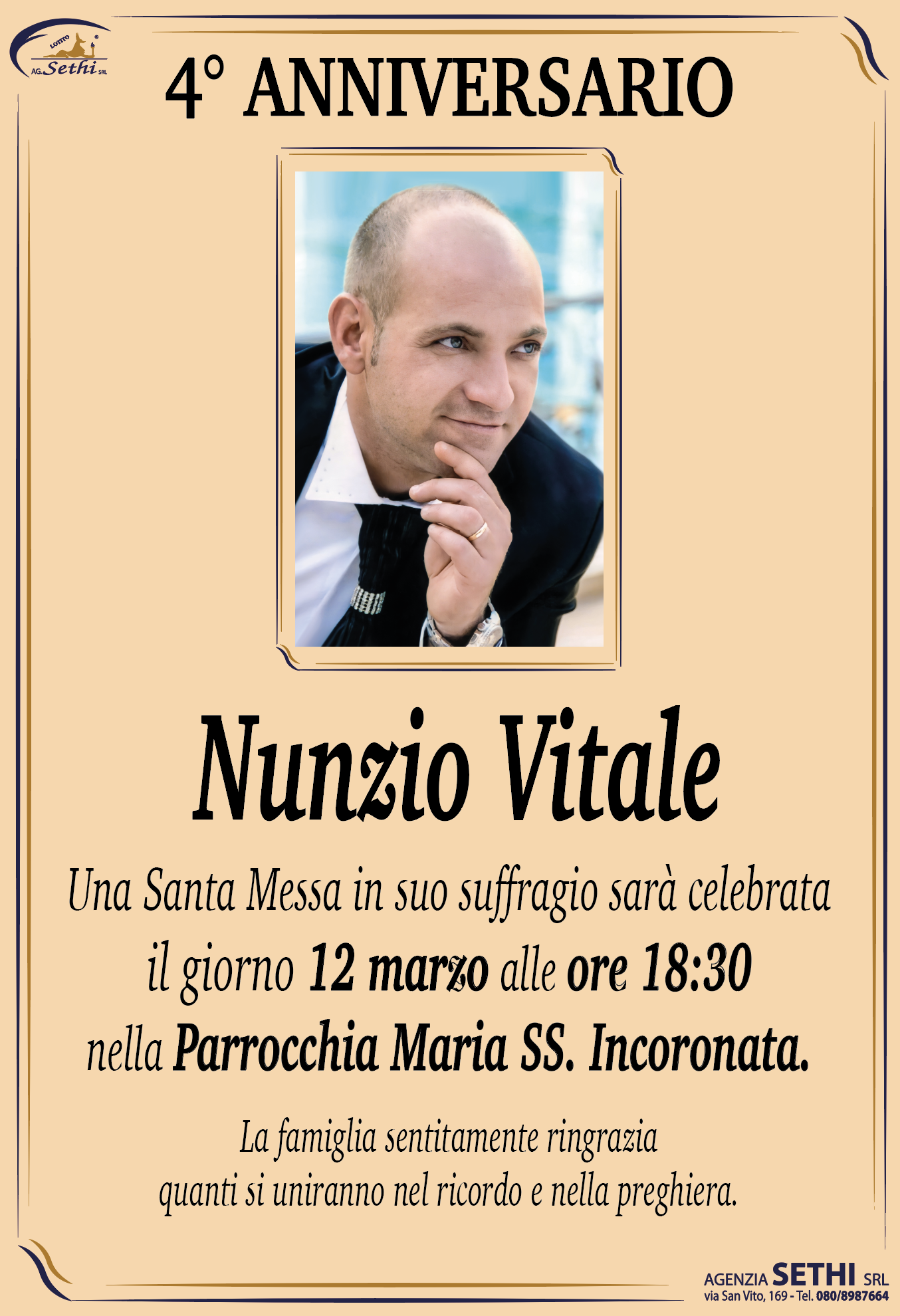 4° anniversario Nunzio Vitale (IMPRENDITORE TURISTICO)