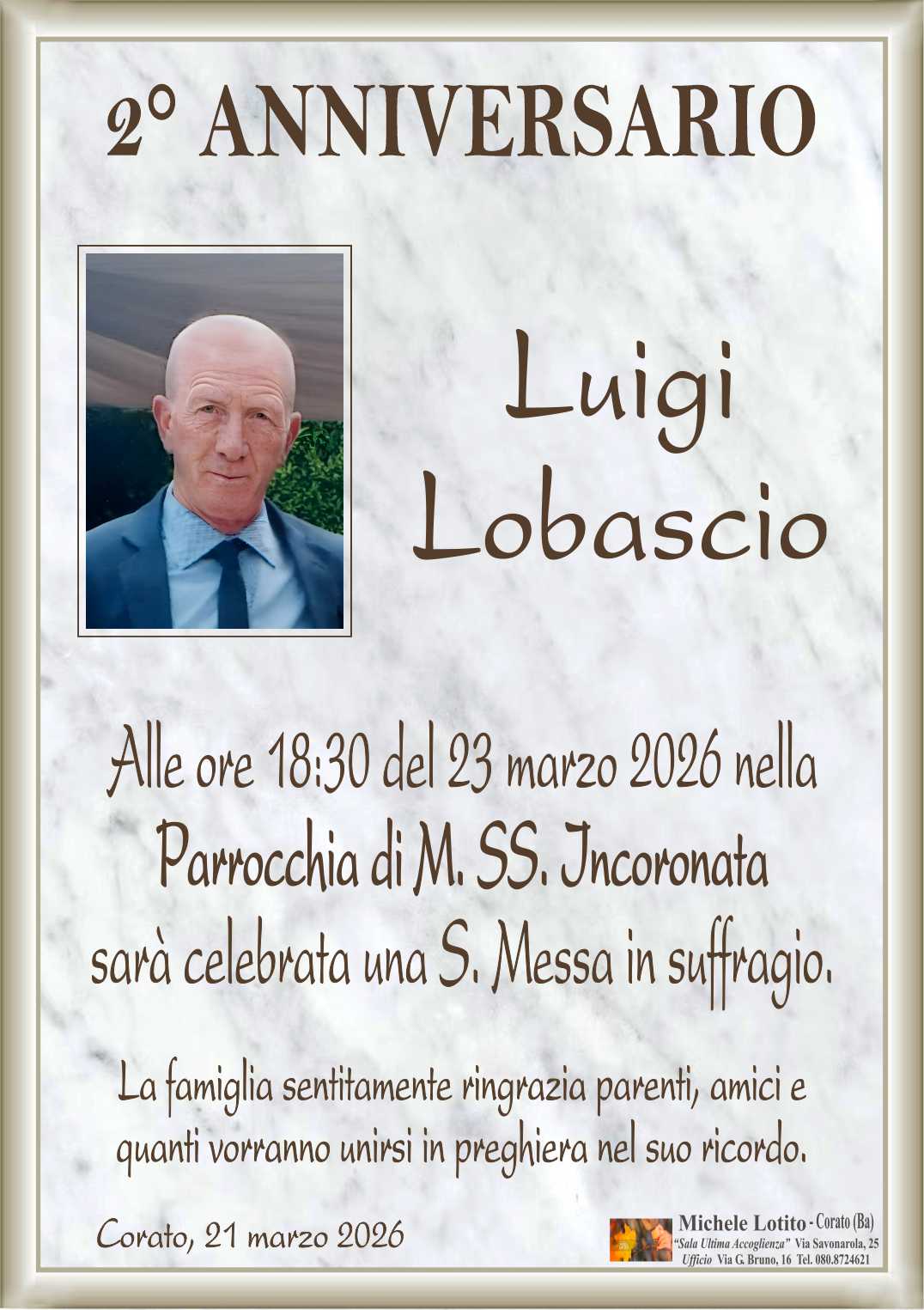 2° anniversario LUIGI LOBASCIO