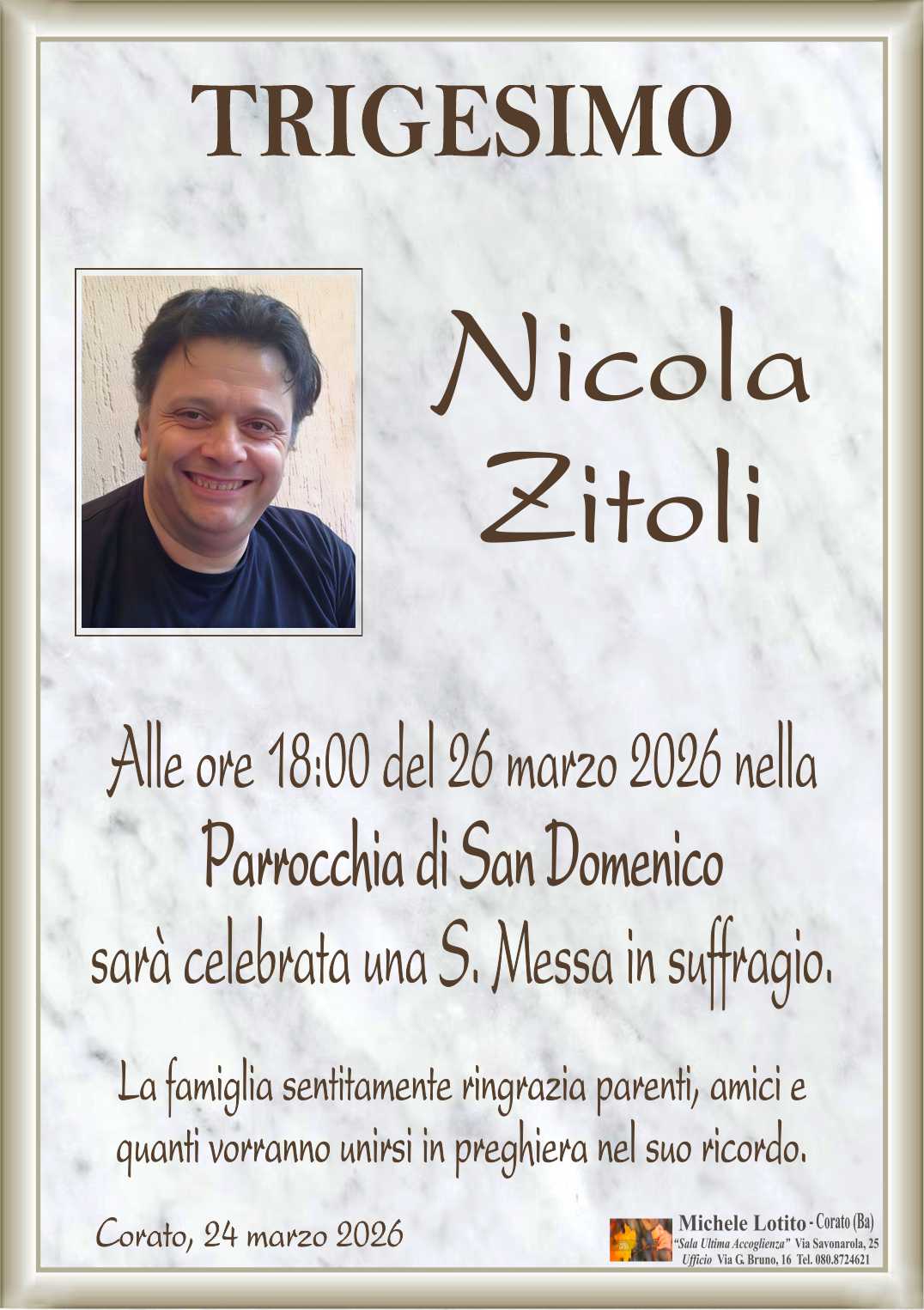 Trigesimo NICOLA ZITOLI