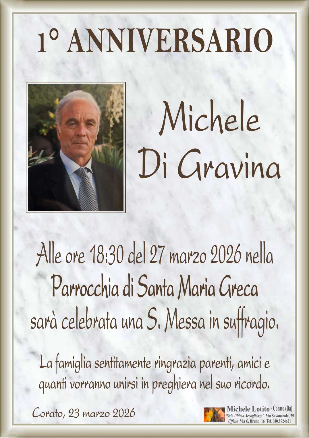 1° anniversario MICHELE DI GRAVINA