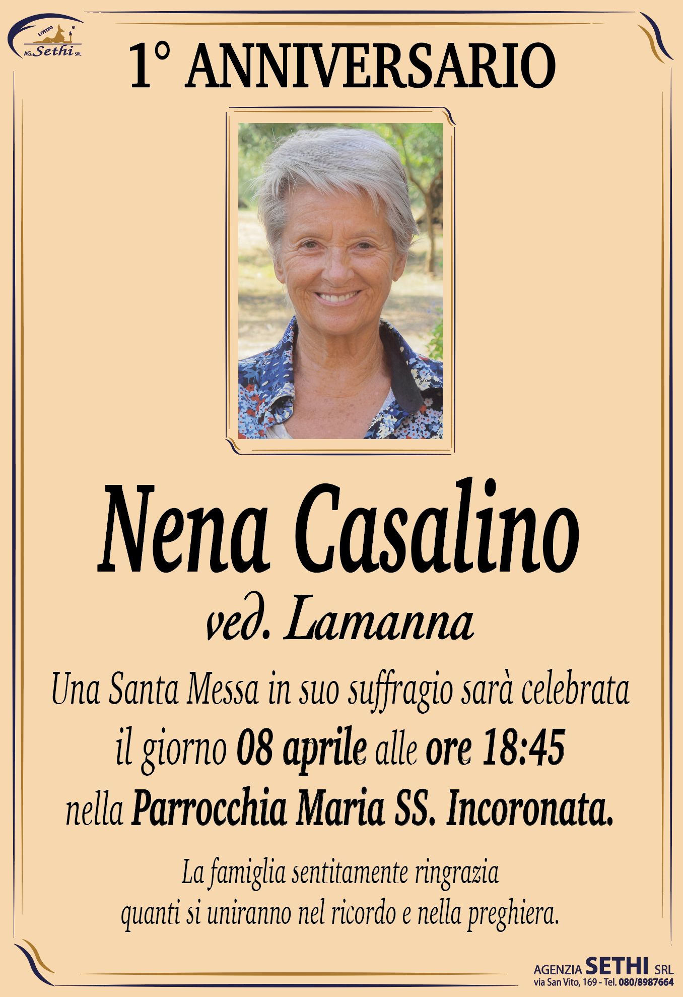 1° anniversario Nena Casalino ved. Lamanna