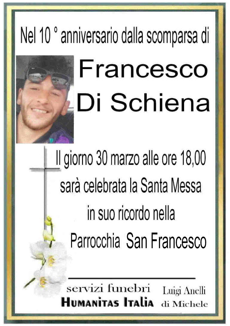 10° anniversario Francesco Di Schiena