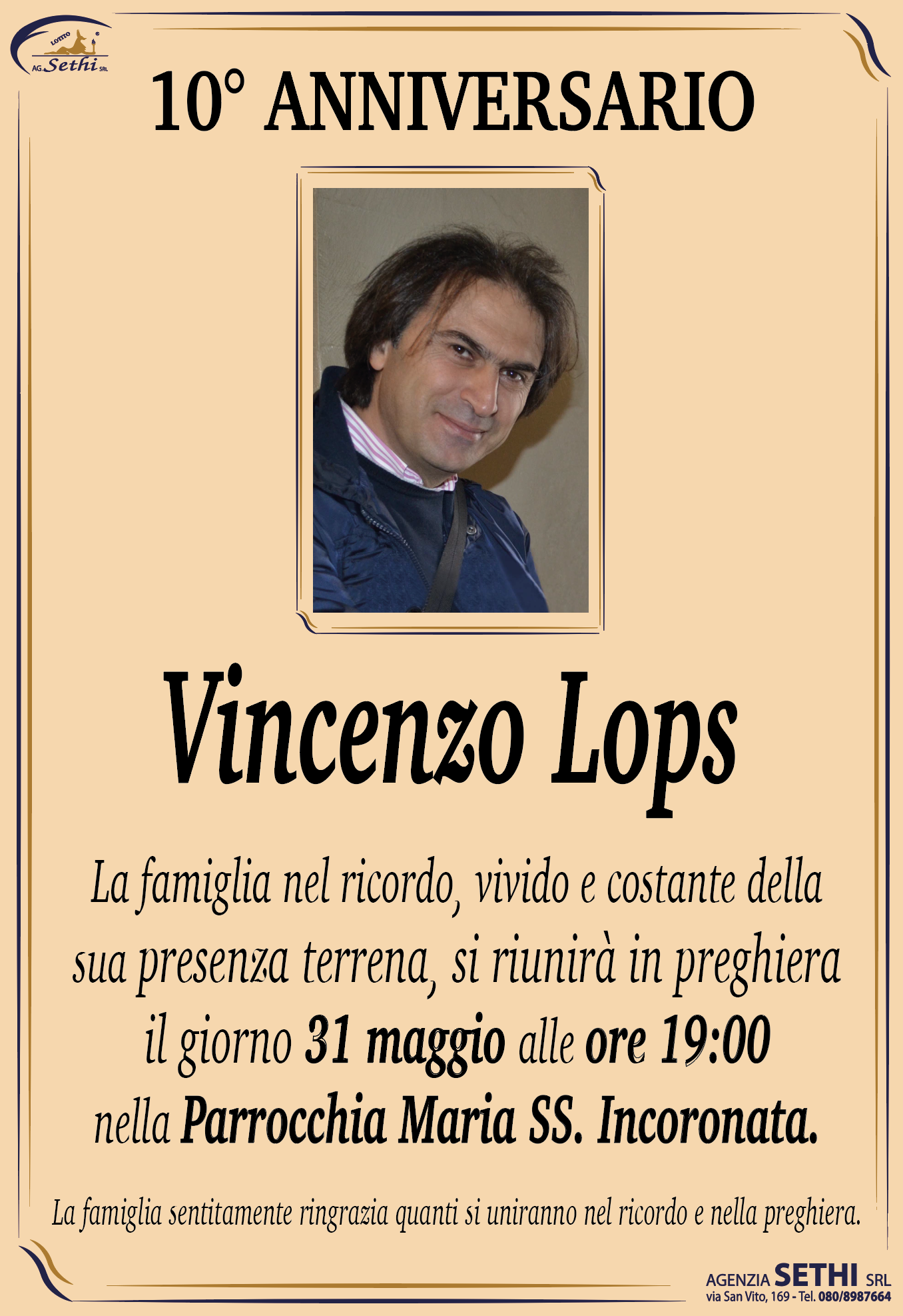 10° anniversario Vincenzo Lops fu Gaetano