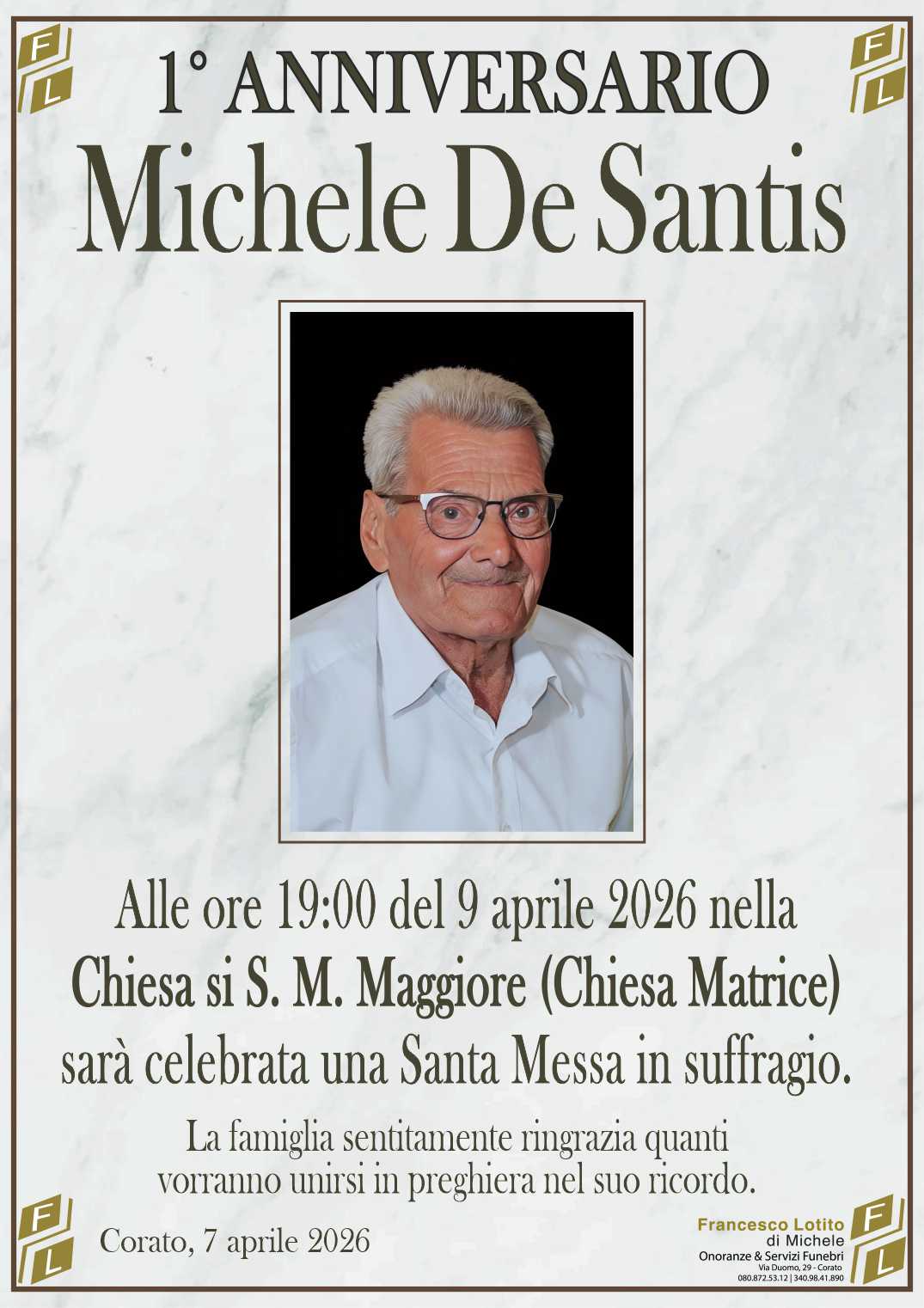 1° anniversario Michele DE SANTIS
