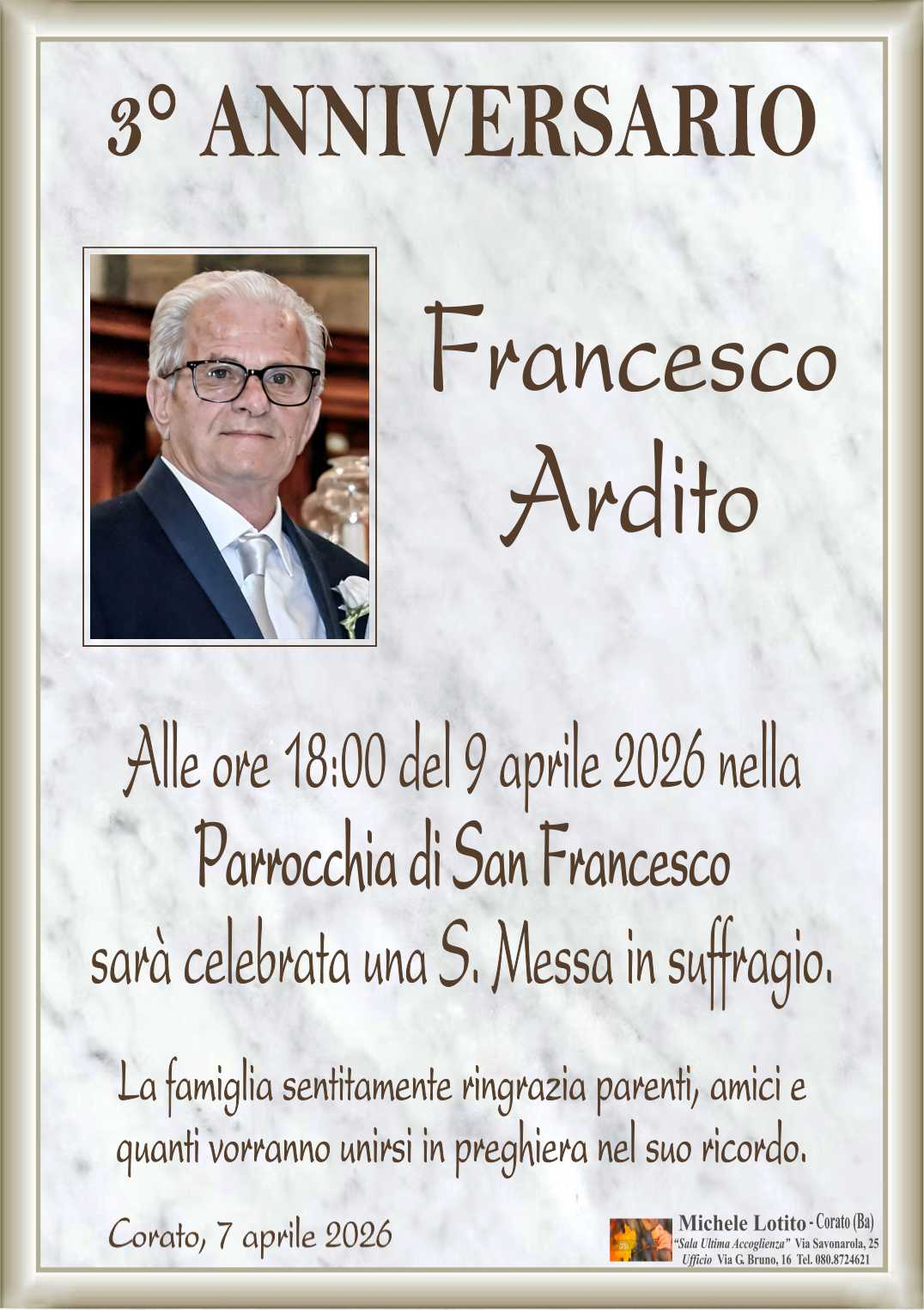 3° anniversario FRANCESCO ARDITO