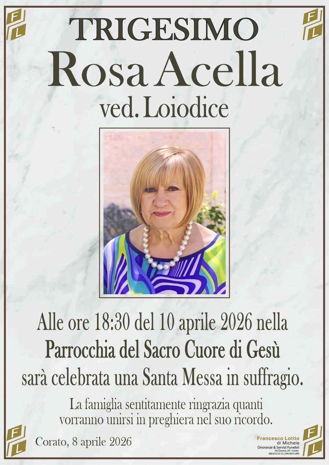 Trigesimo Rosa ACELLA ved. LOIODICE