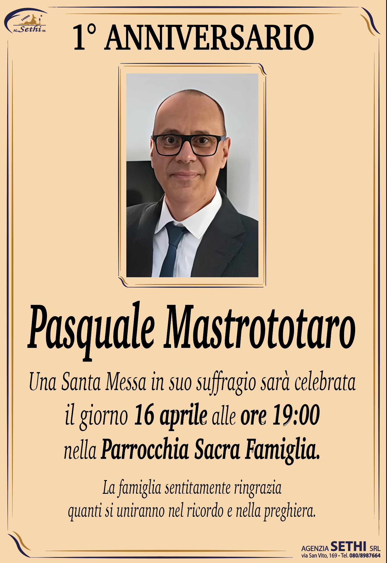 1° anniversario Pasquale Mastrototaro