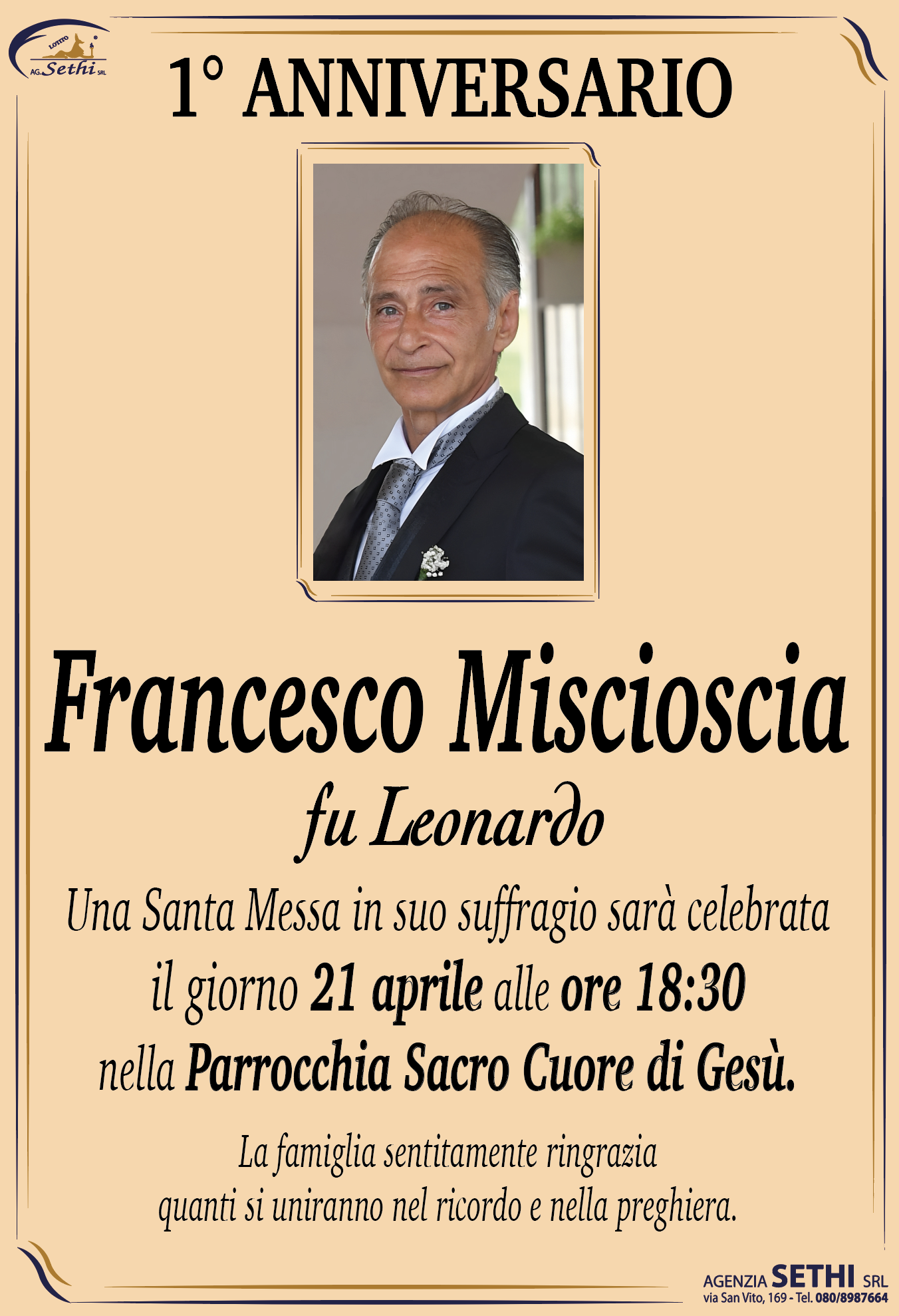 1° anniversario Francesco Miscioscia fu Leonardo