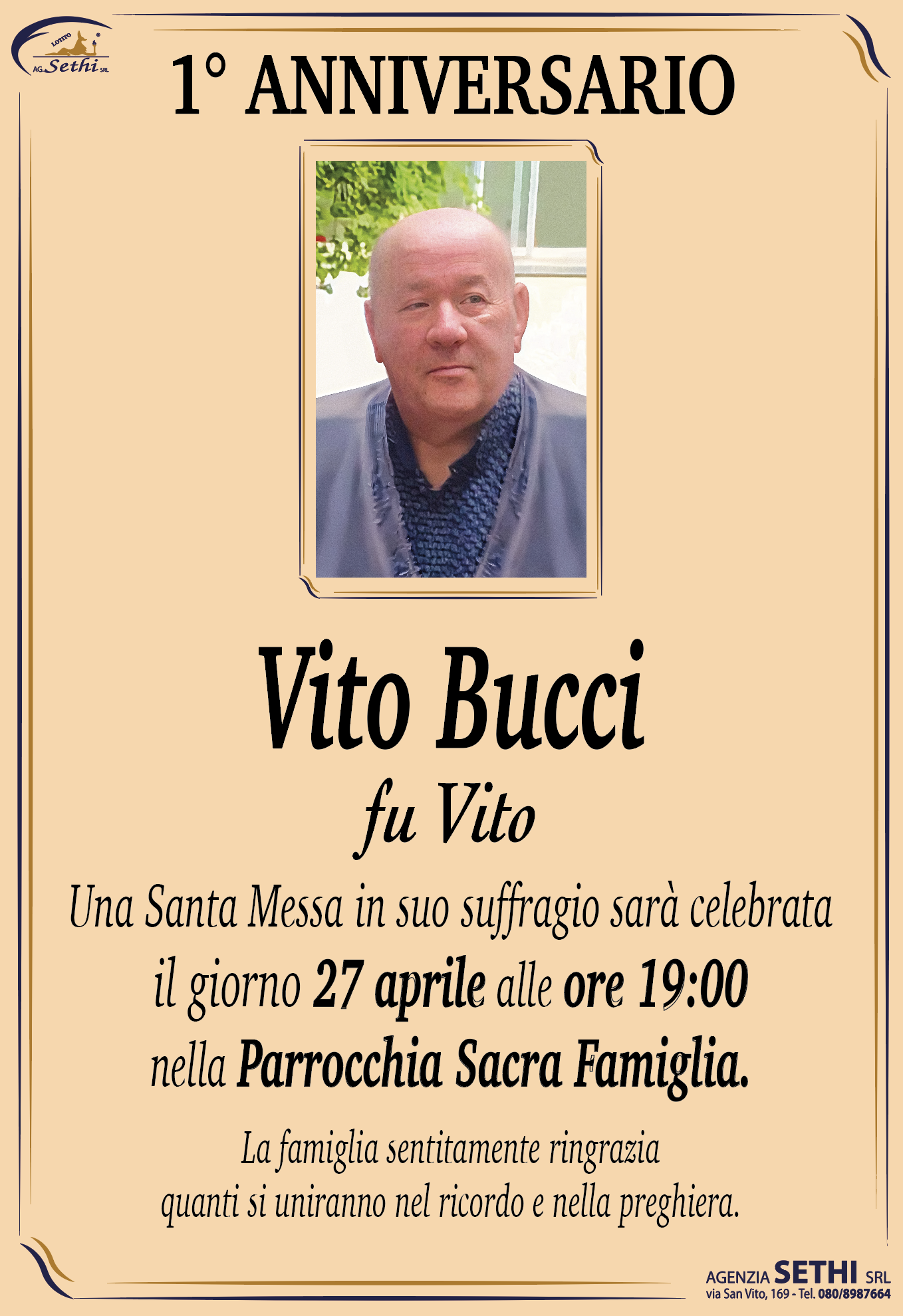 1° anniversario Vito Bucci fu Vito