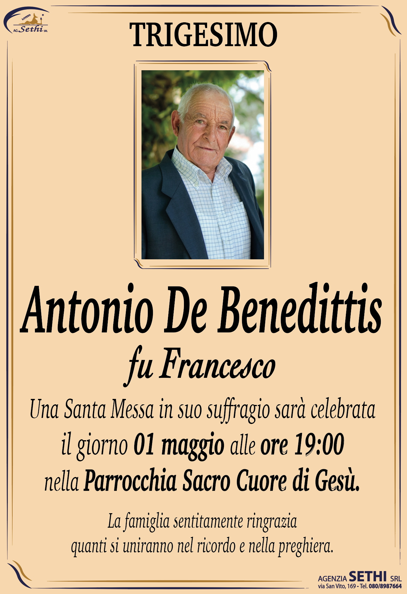 Trigesimo Antonio De Benedittis fu Francesco