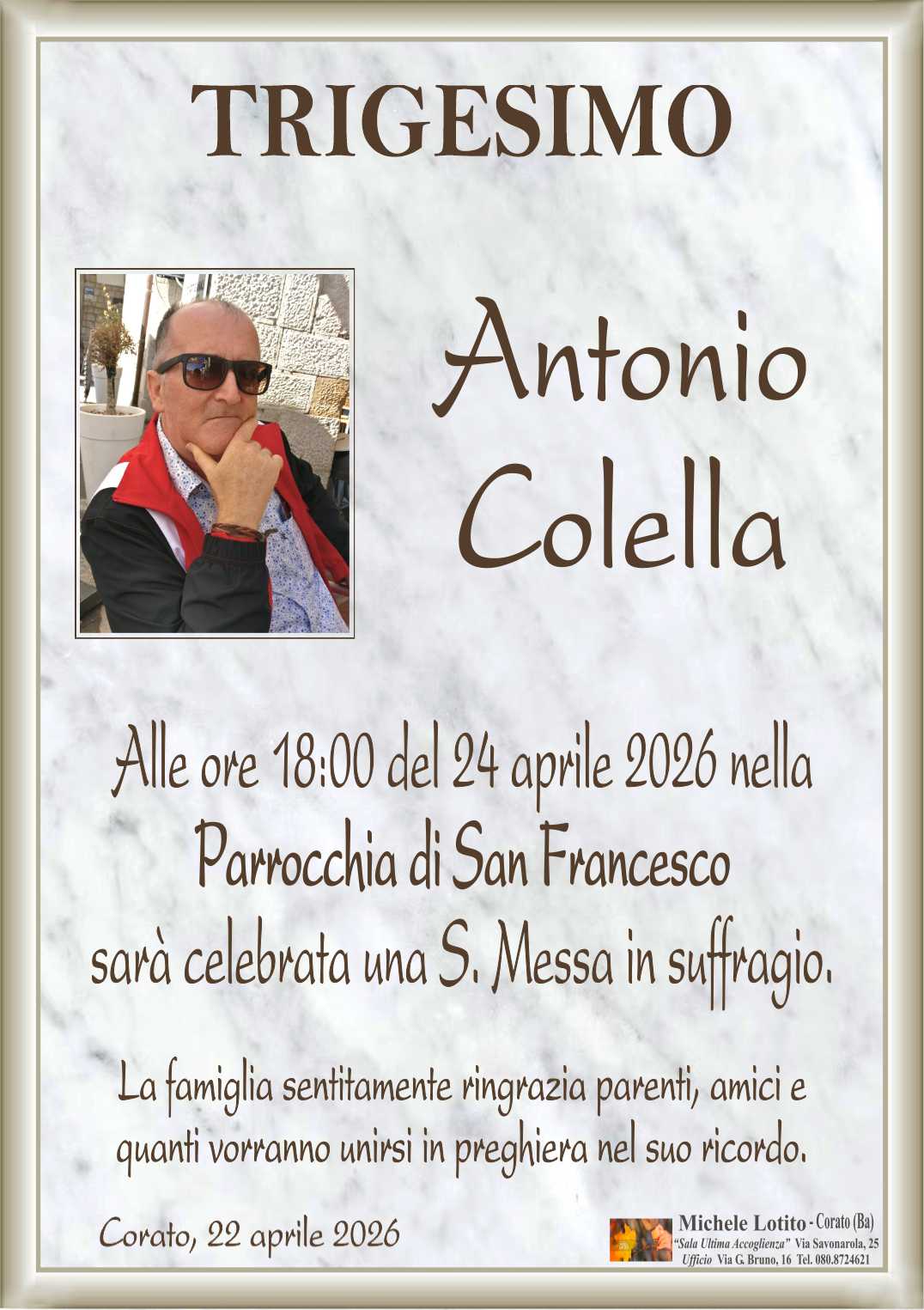Trigesimo ANTONIO COLELLA
