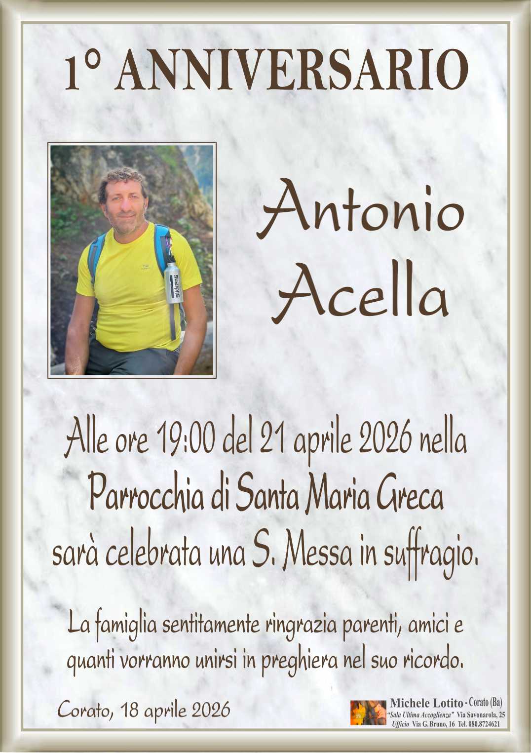 1° anniversario ANTONIO ACELLA