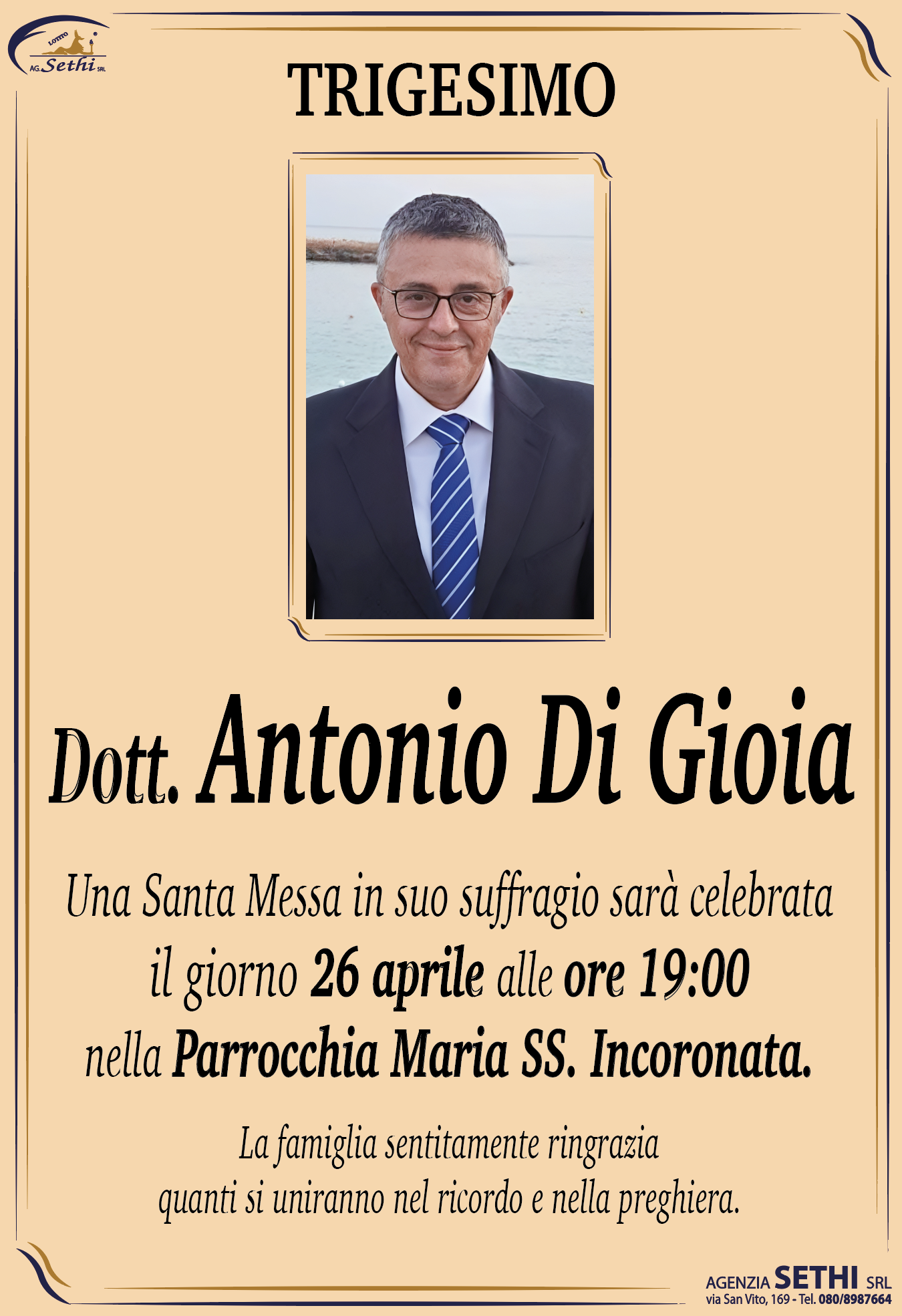 Trigesimo Dott. Antonio Di Gioia