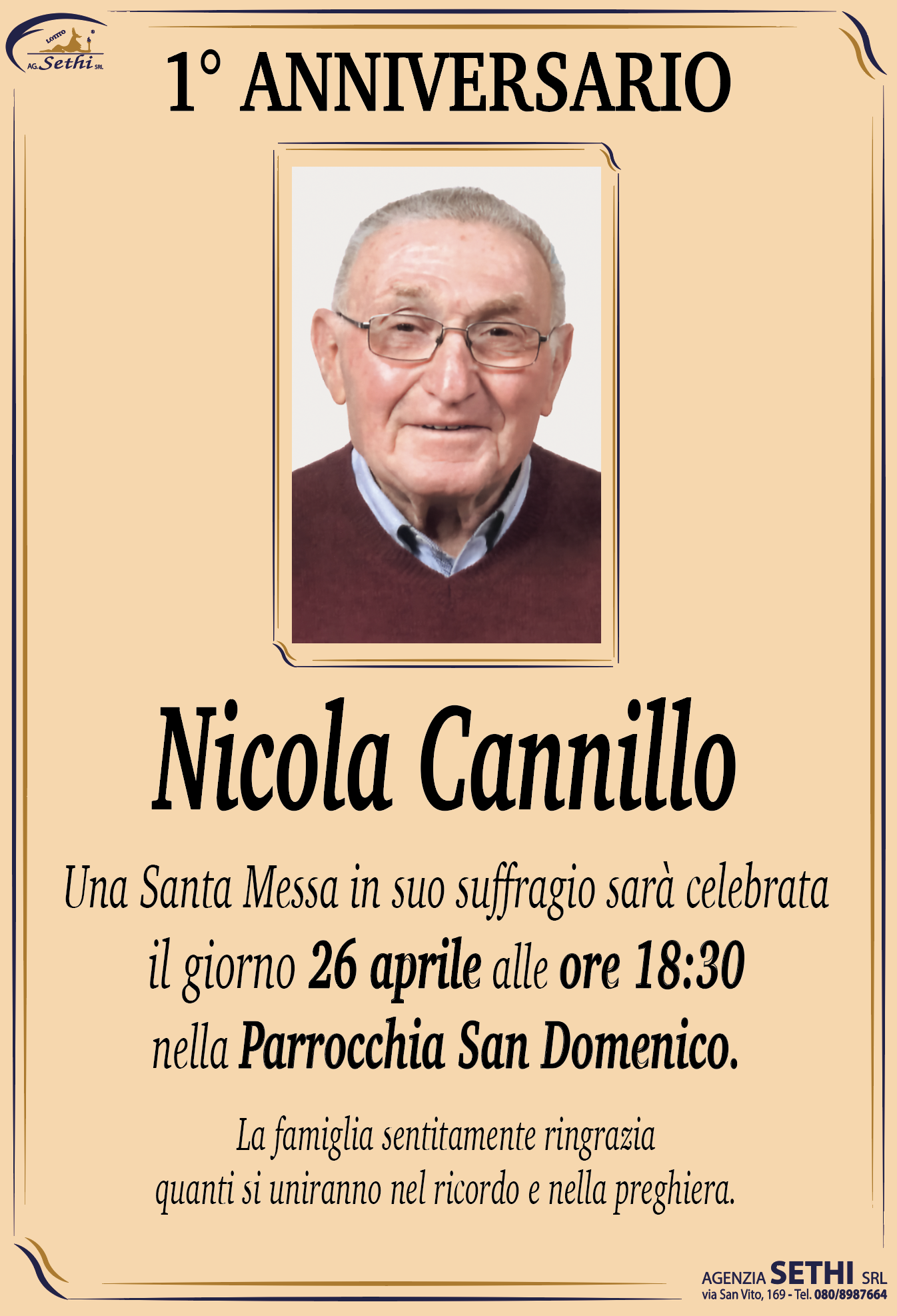 1° anniversario Nicola Cannillo