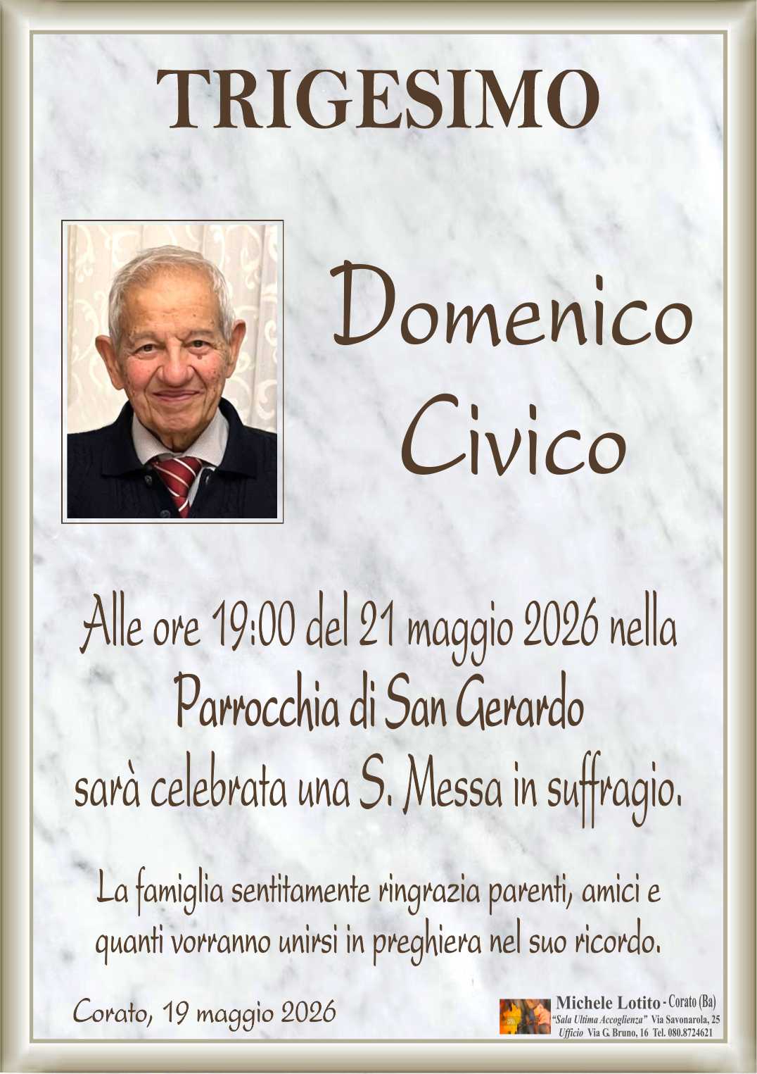 Trigesimo DOMENICO CIVICO