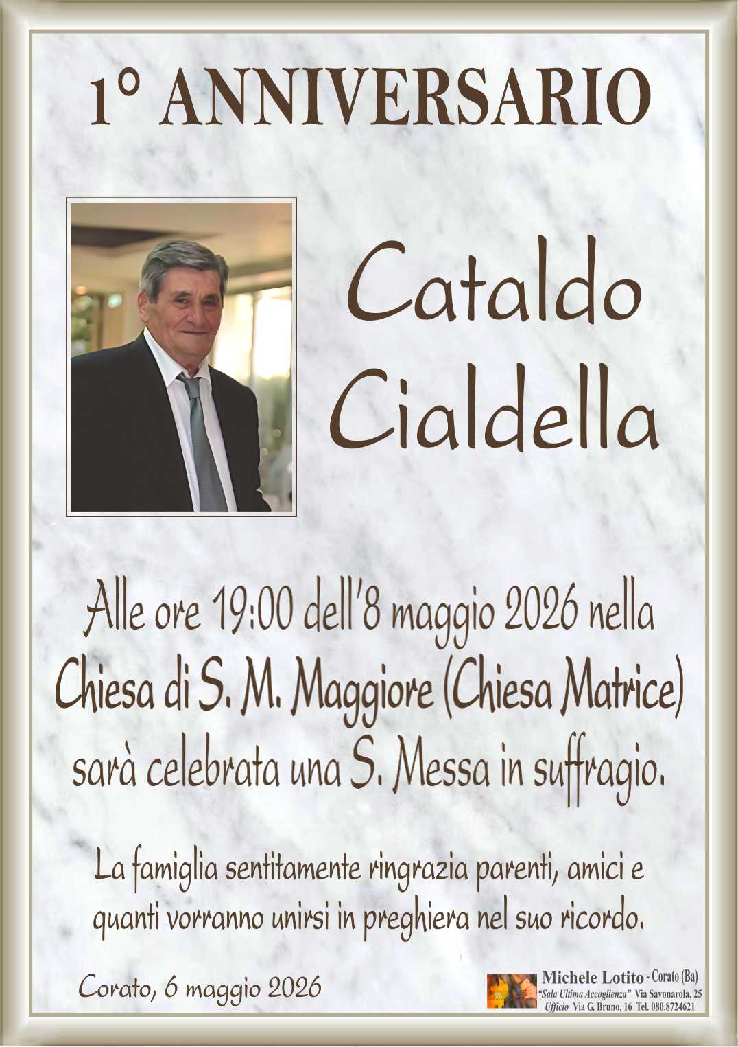 1° anniversario CATALDO CIALDELLA