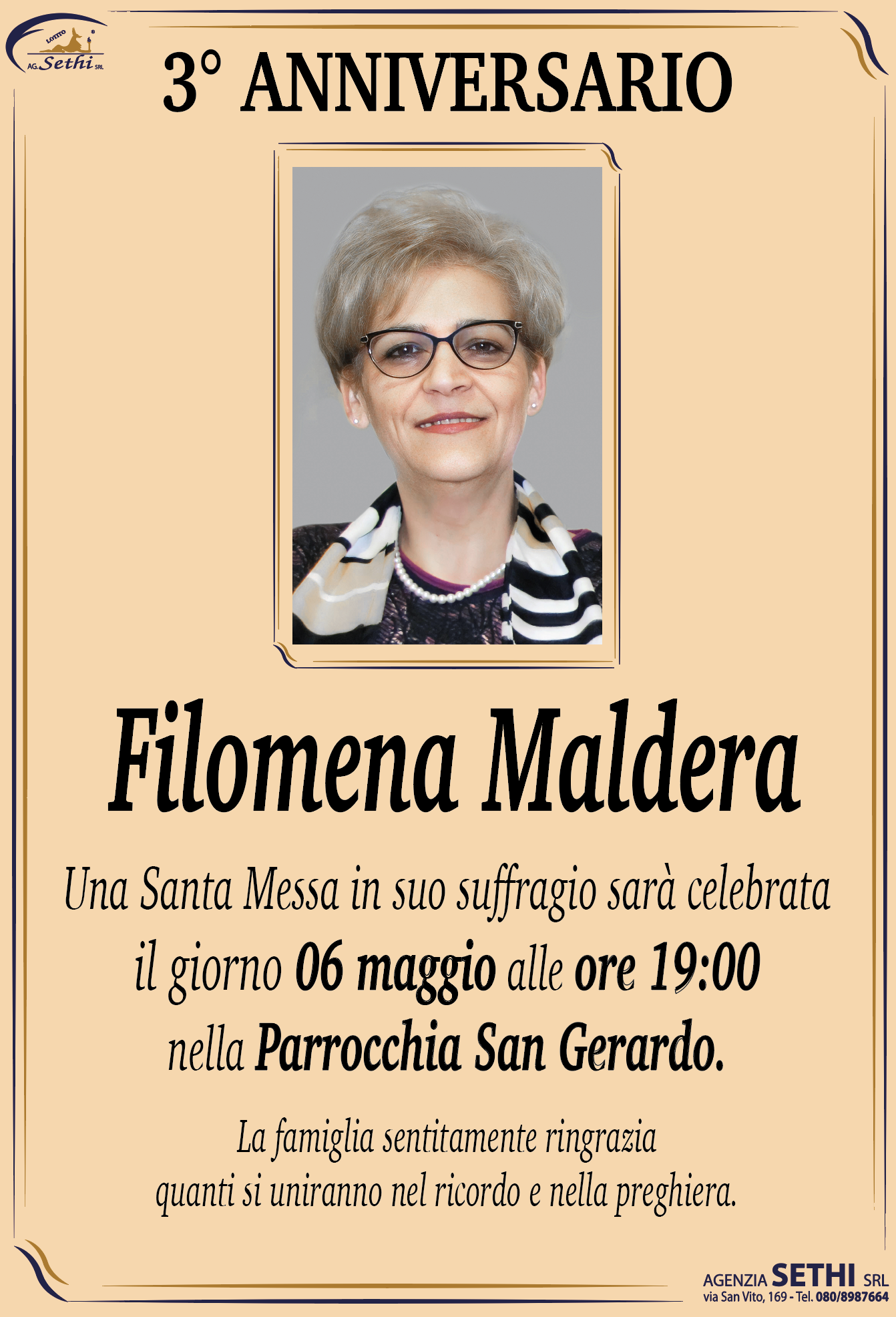 3° anniversario Filomena Maldera