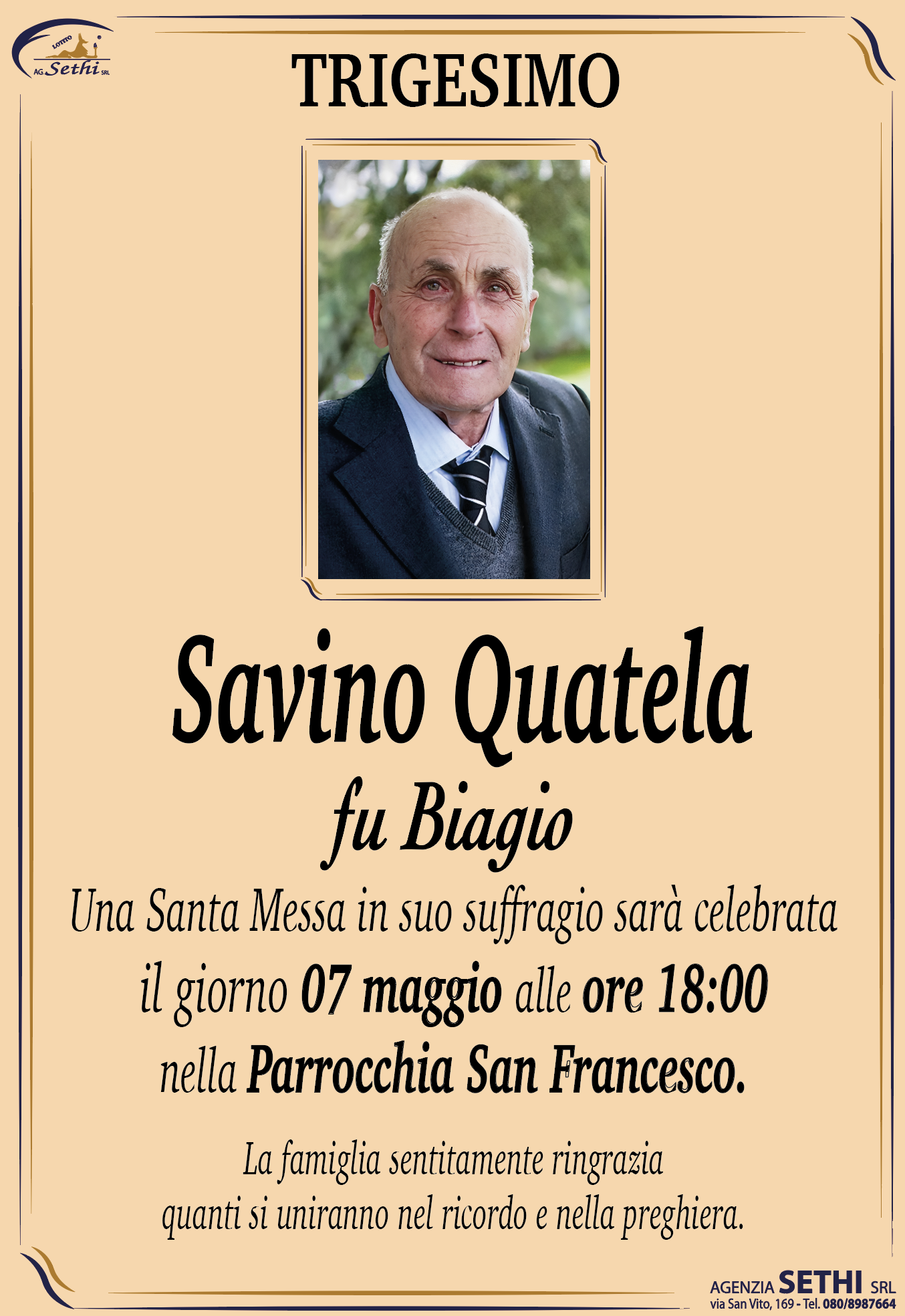 Trigesimo Savino Quatela fu Biagio