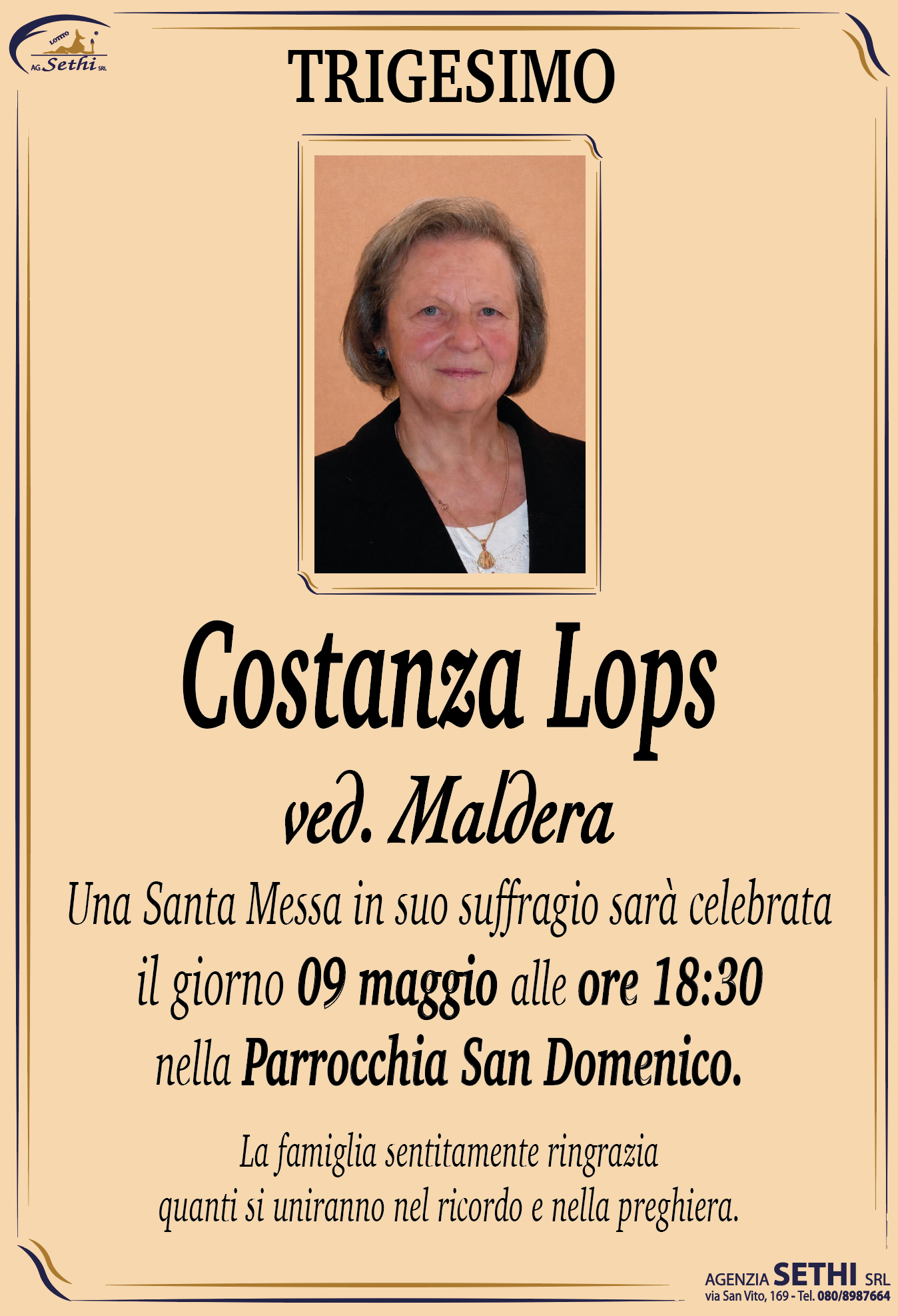 Trigesimo Costanza Lops ved. Maldera