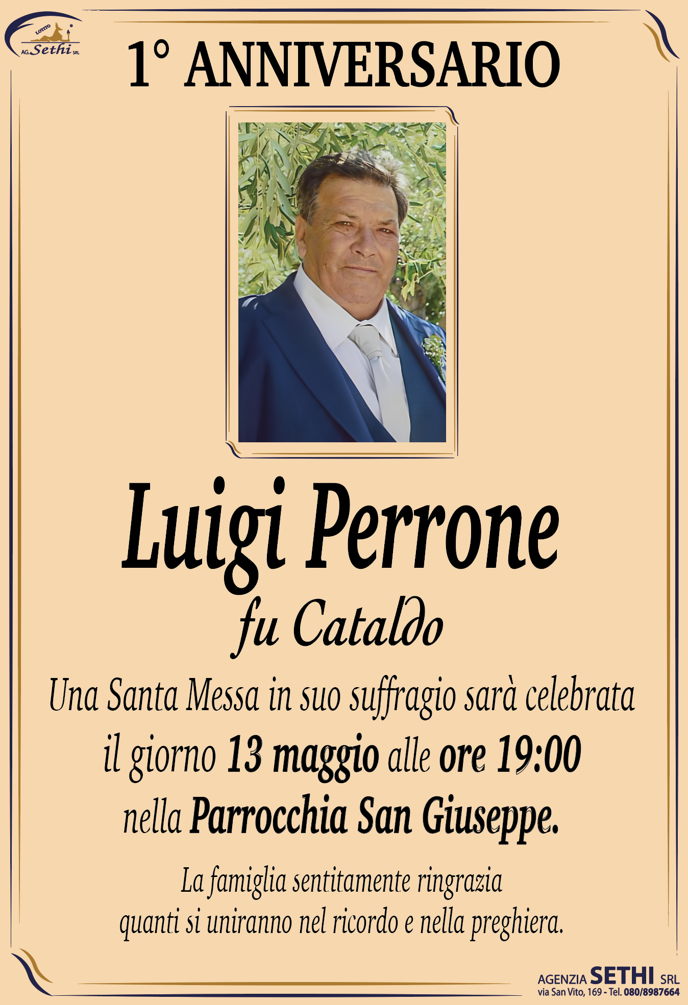 1° anniversario Luigi Perrone fu Cataldo