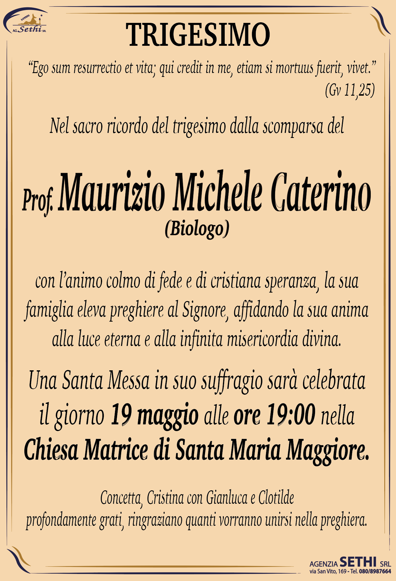 Trigesimo Prof. Maurizio Michele Caterino (Biologo)