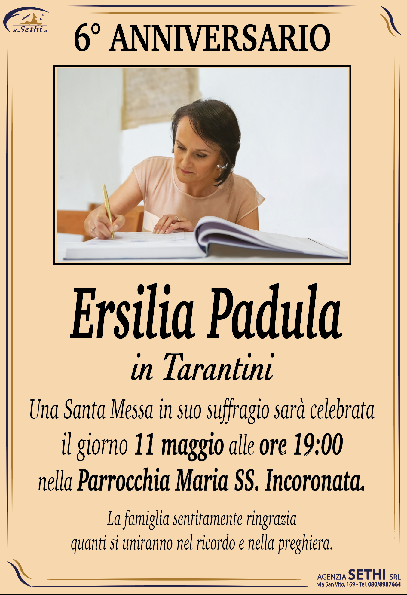 6° anniversario Ersilia Padula in Tarantini