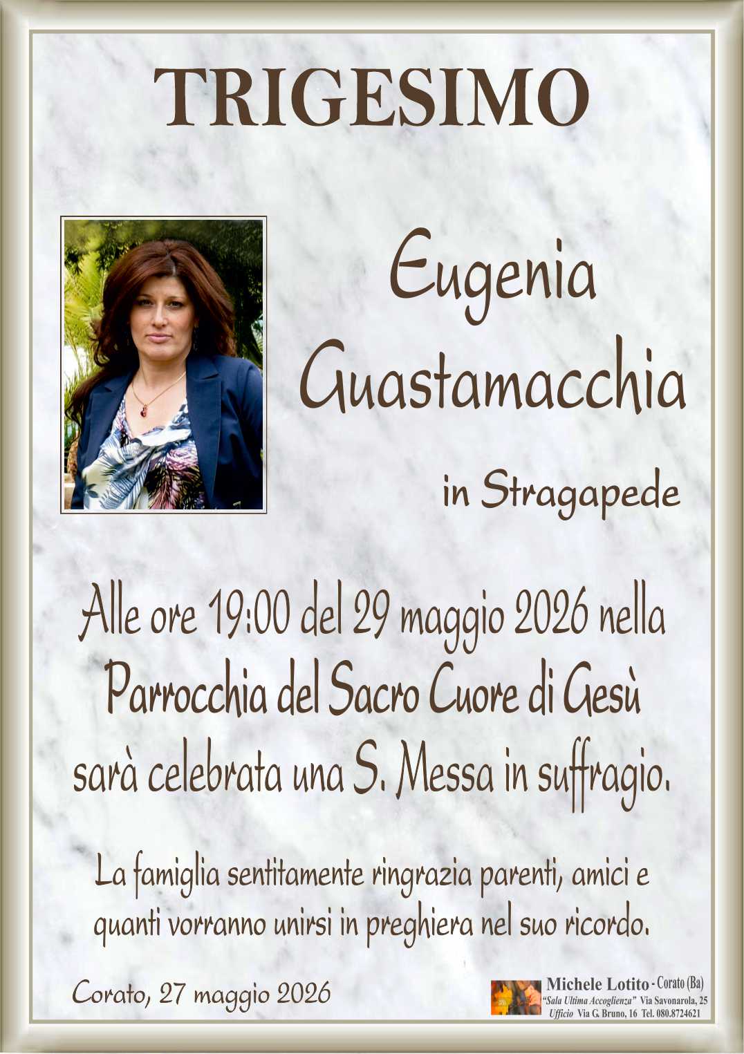 Trigesimo EUGENIA GUASTAMACCHIA in Stragapede