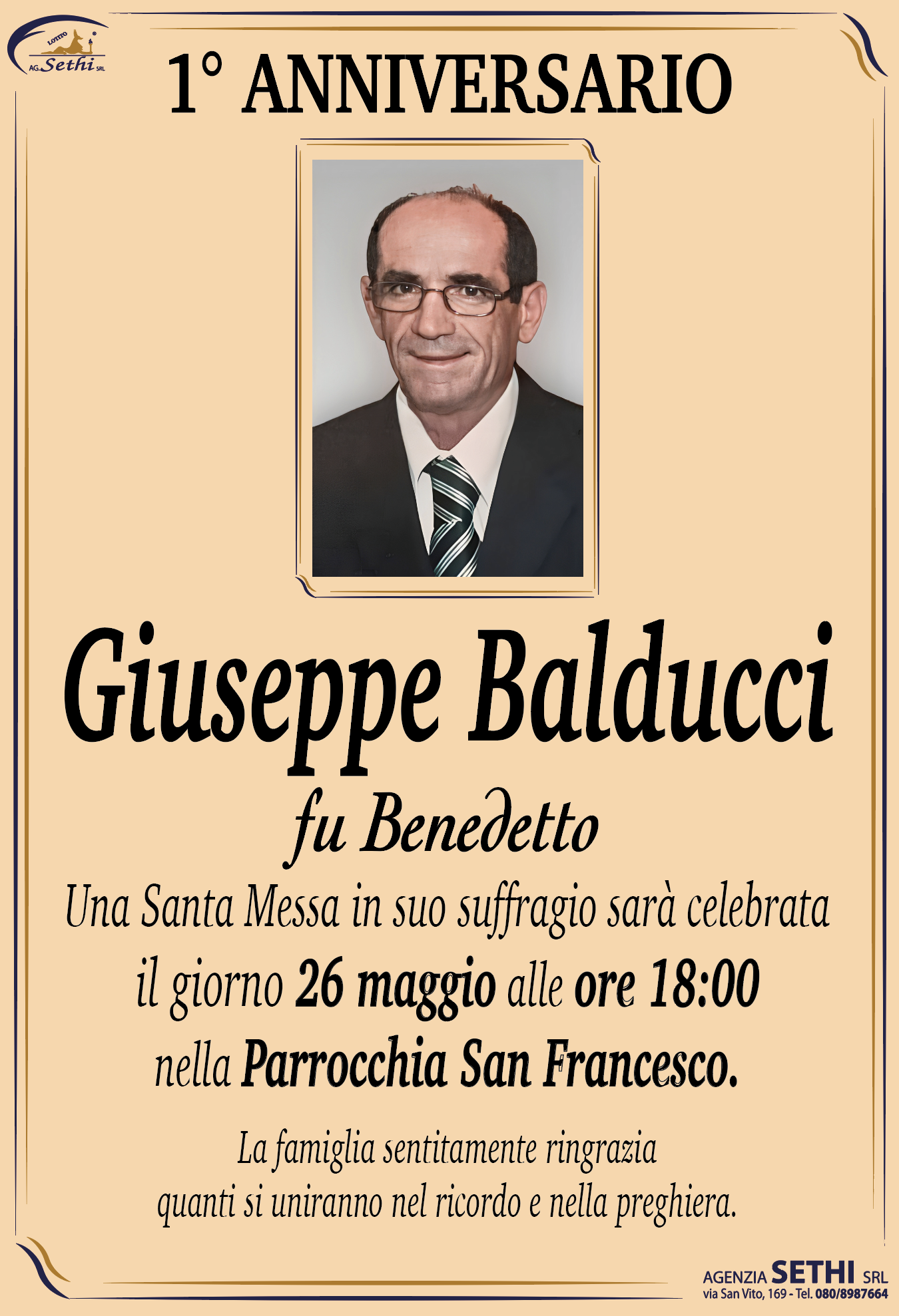 1° anniversario Giuseppe Balducci fu Benedetto