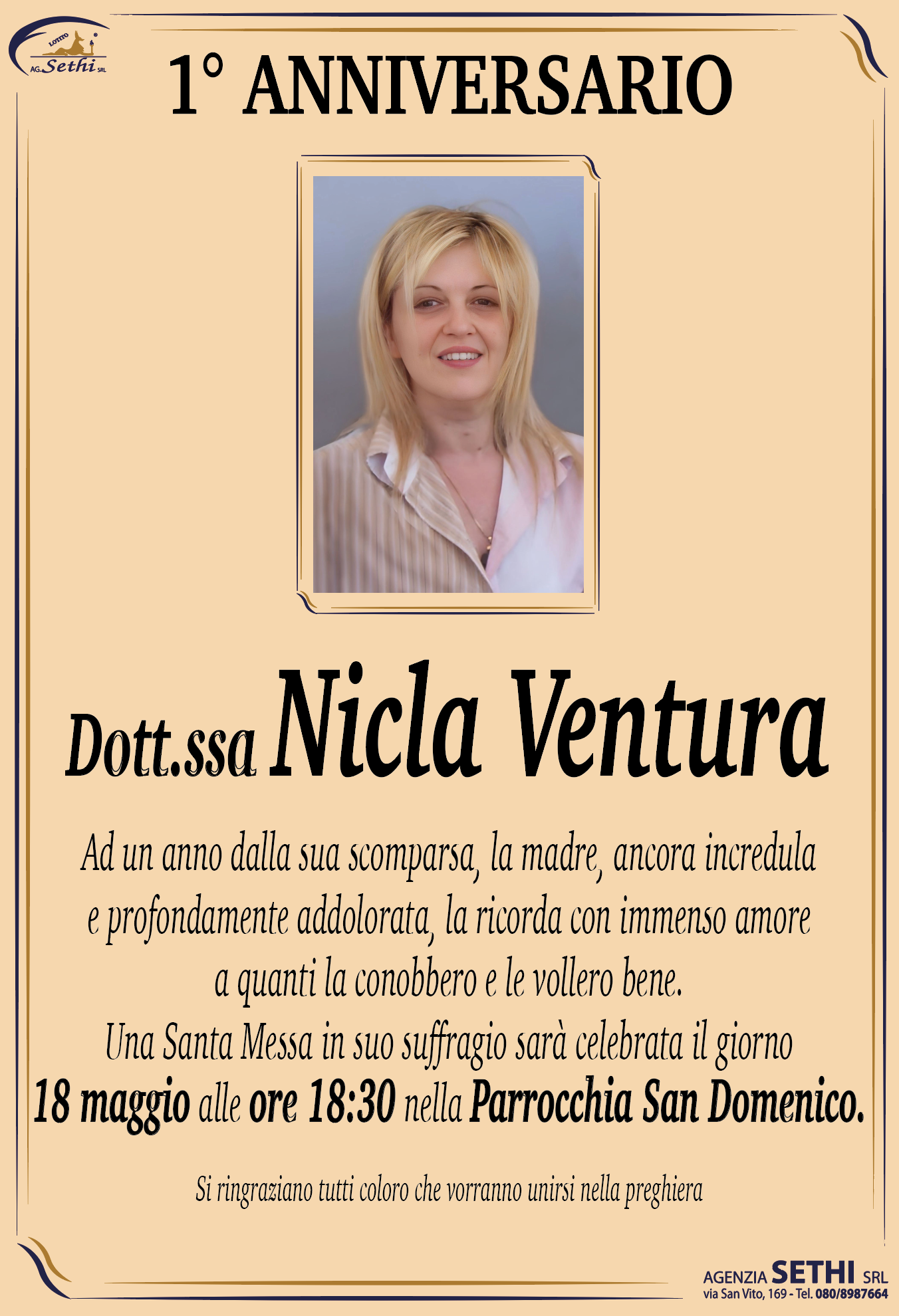 1° anniversario Nicla Ventura