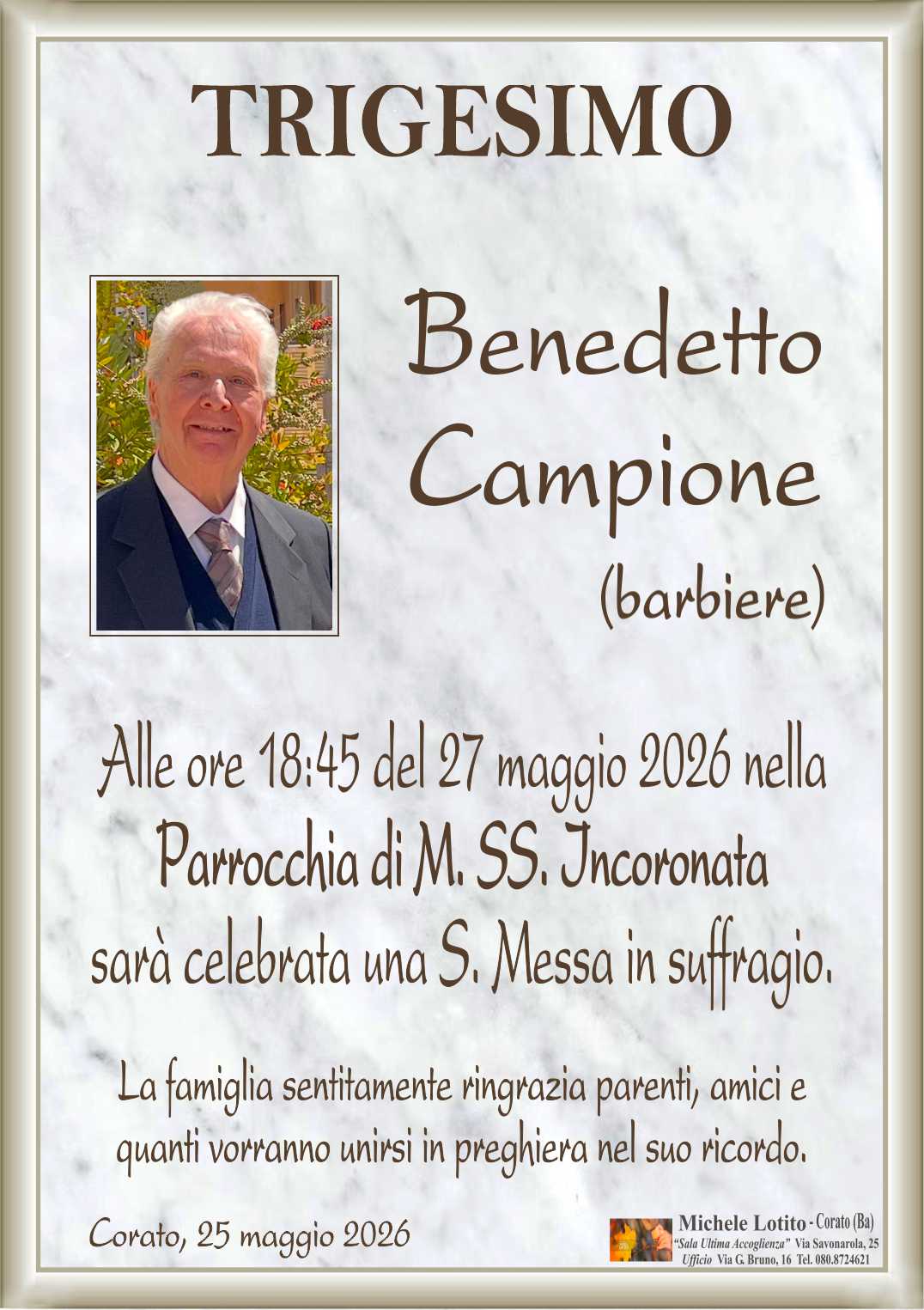 Trigesimo BENEDETTO CAMPIONE