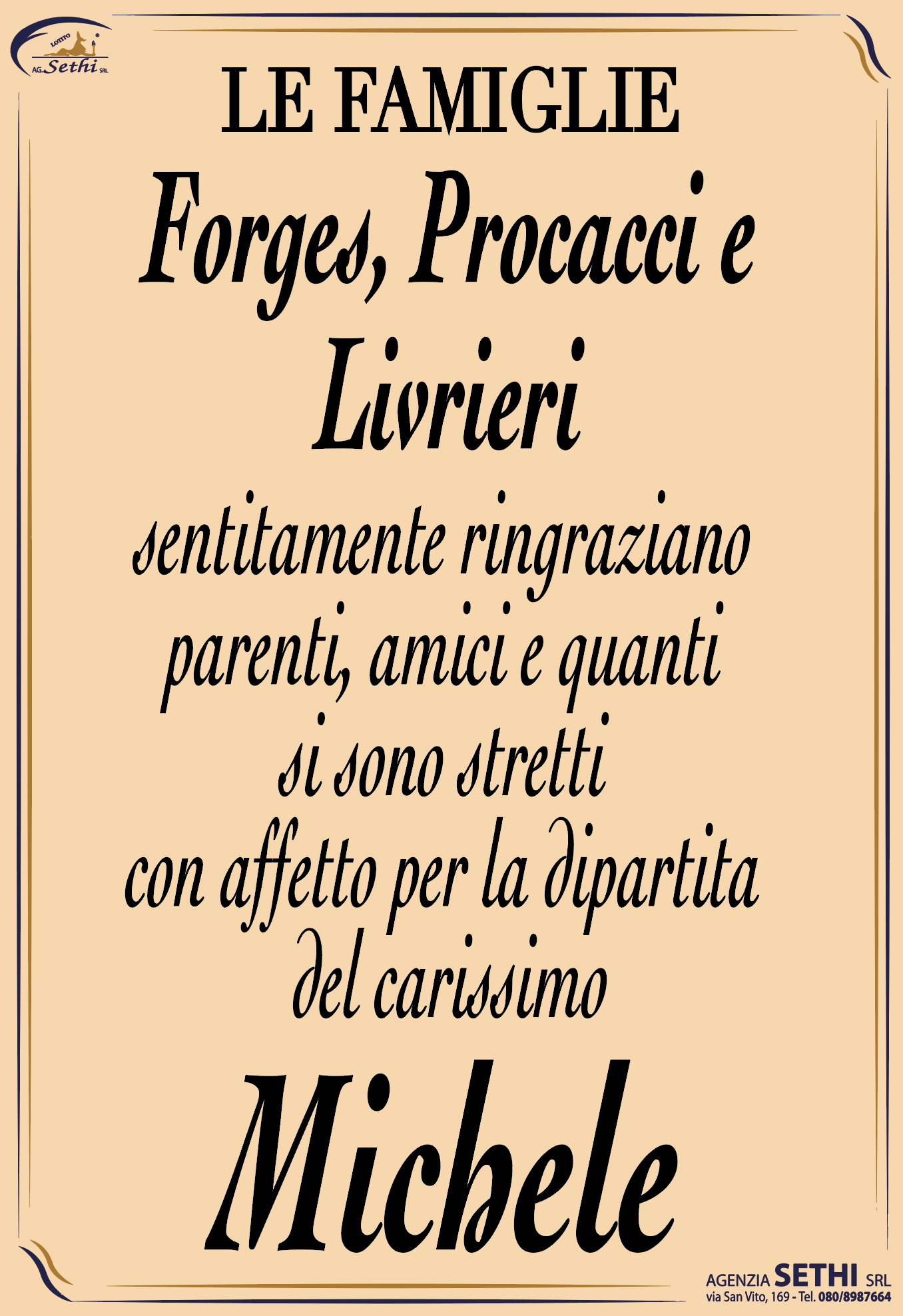 Ringraziamento Michele Forges