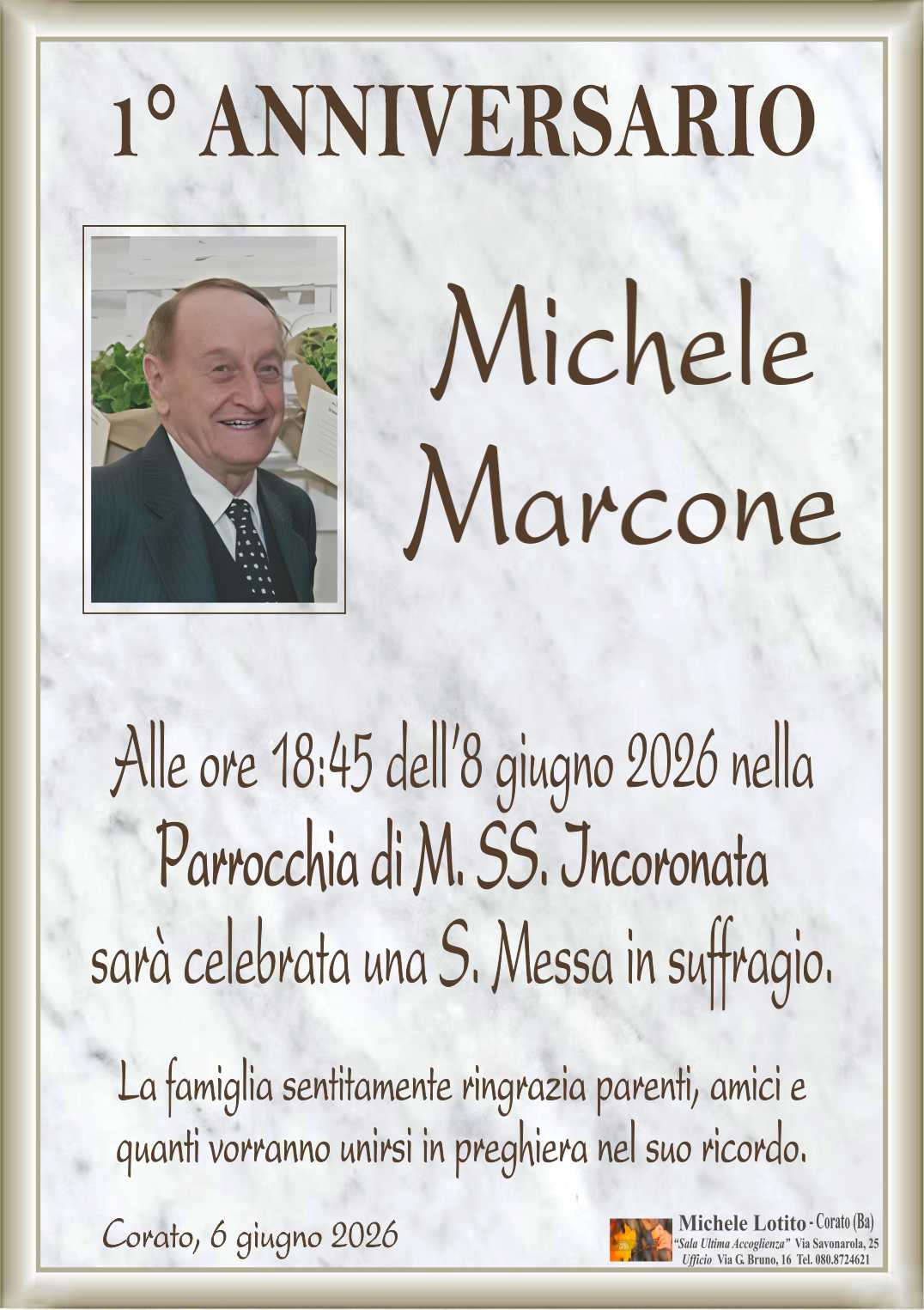 1° anniversario MICHELE MARCONE