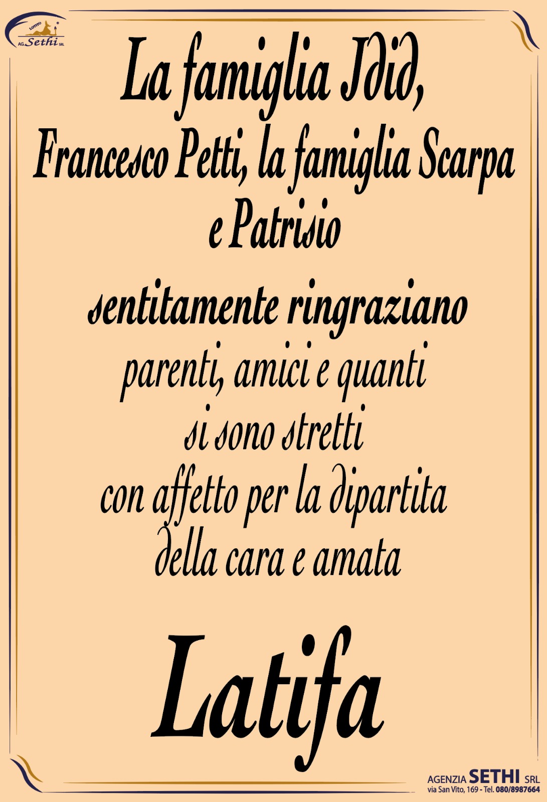 Ringraziamento Latifa Jdid