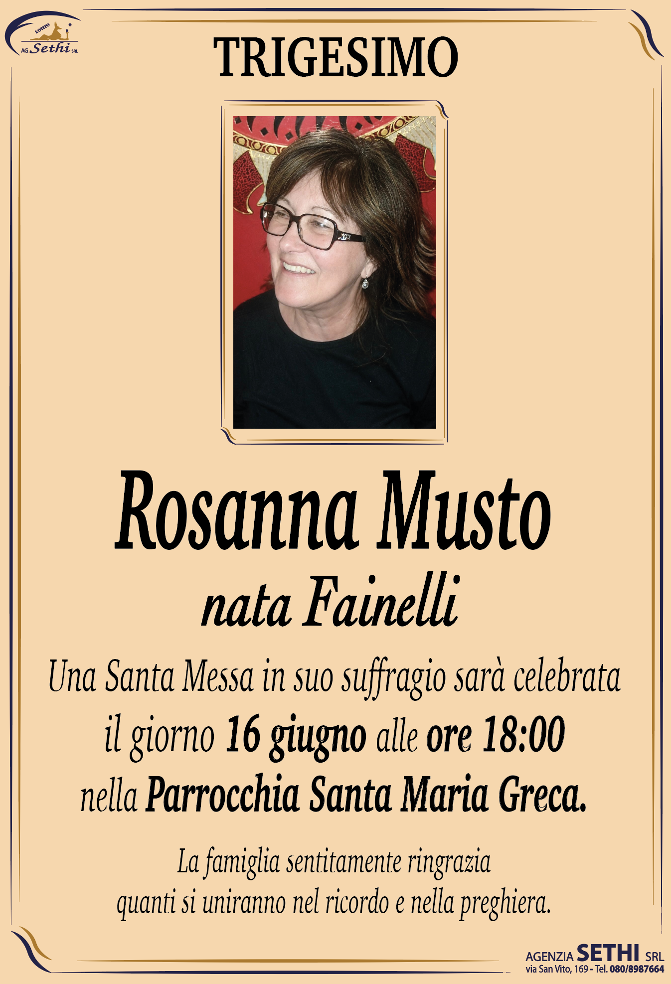 Trigesimo Rosanna Musto nata Fainelli