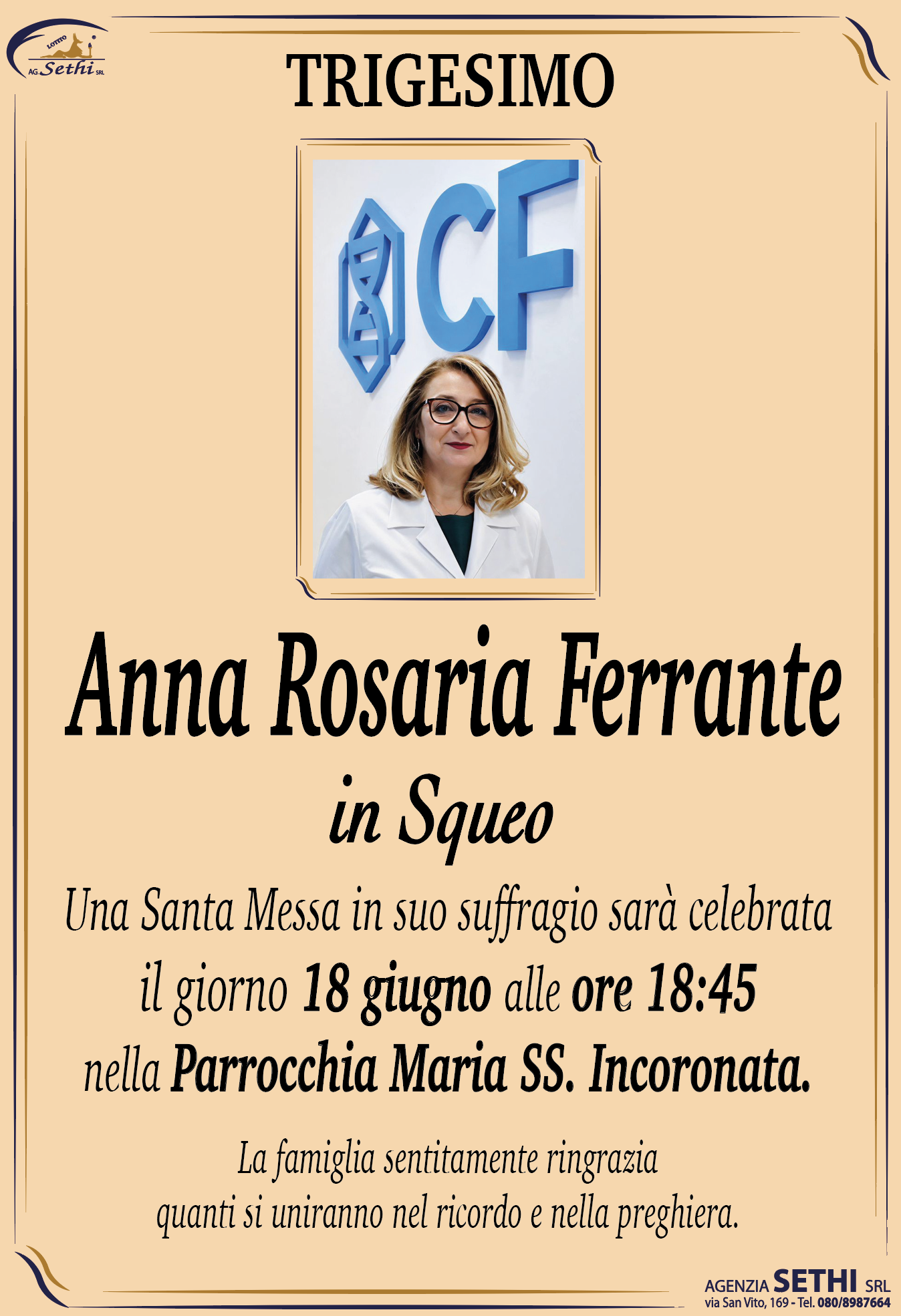 Trigesimo Anna Rosaria Ferrante in Squeo
