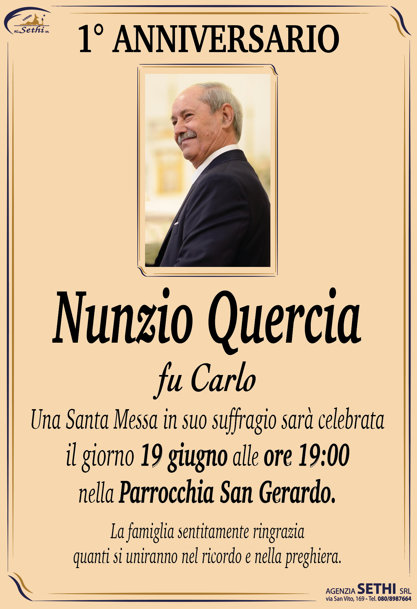 1° anniversario Nunzio Quercia fu Carlo (Meccanico Opel)