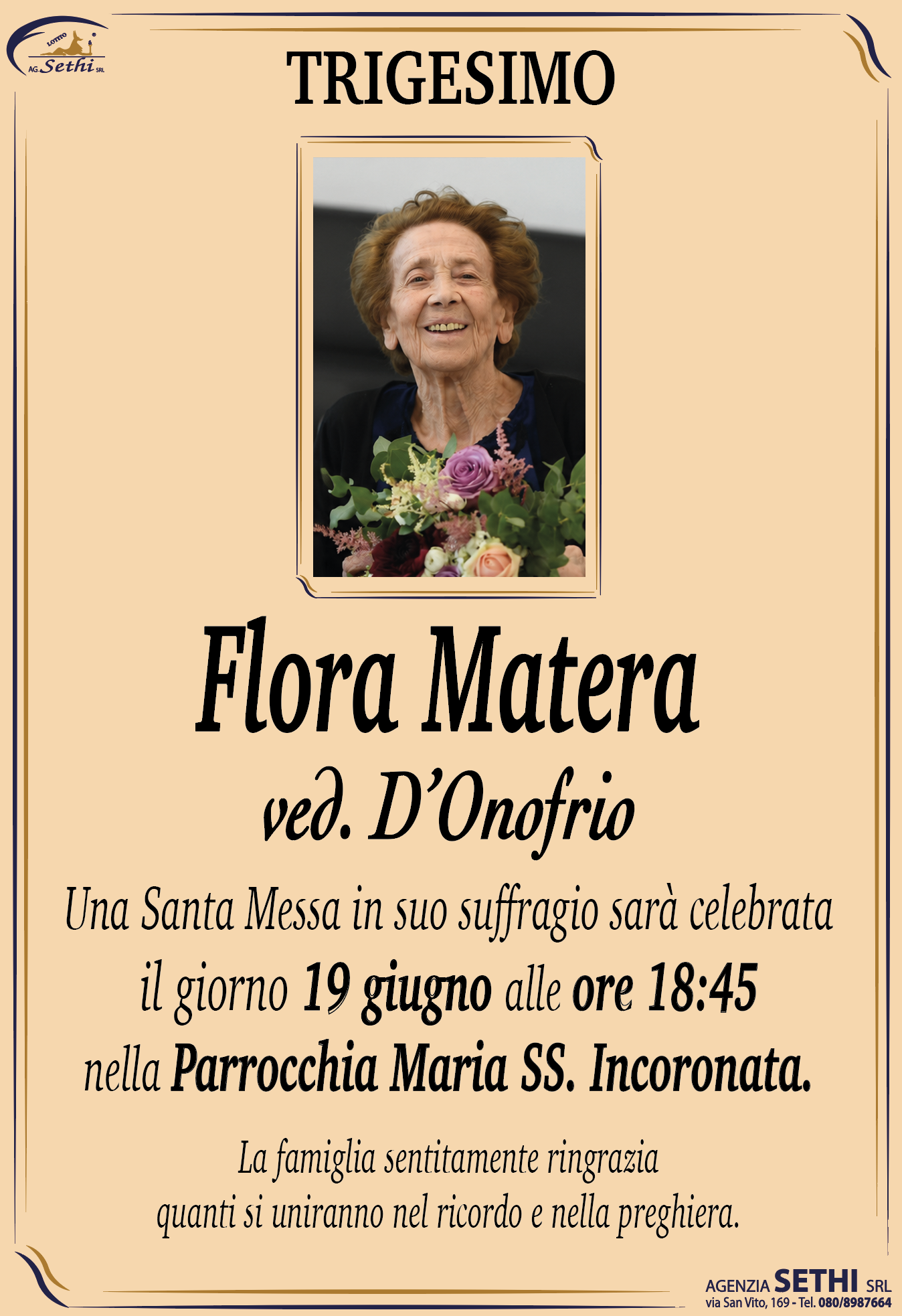 Trigesimo Flora Matera ved. D’Onofrio