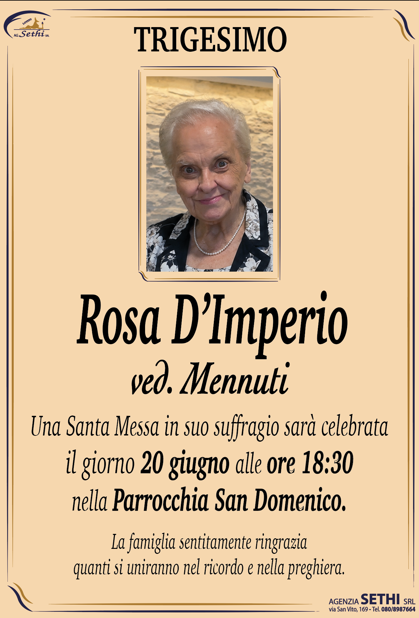 Trigesimo Rosa D’Imperio ved. Mennuti