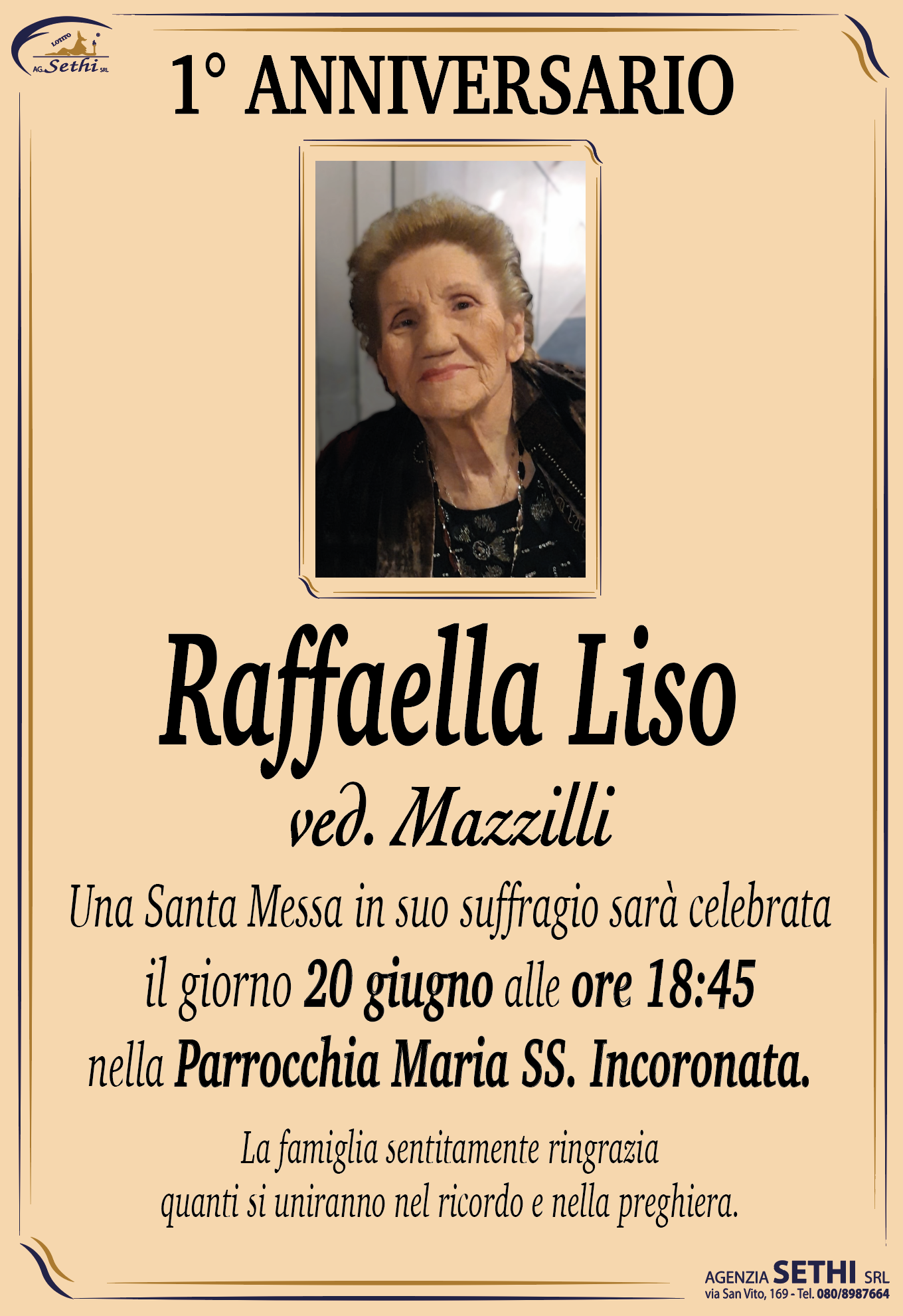 Anniversario Raffaella Liso ved. Mazzilli